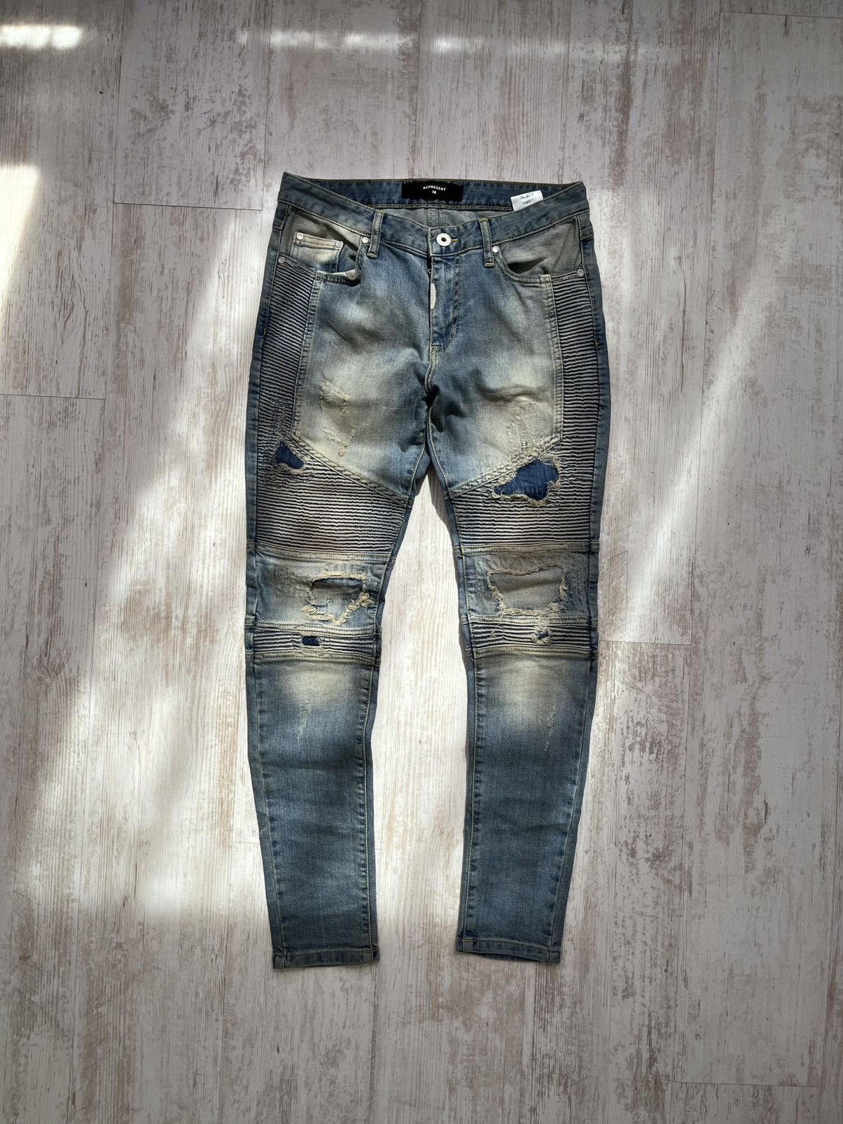 Represent Clo. Represent Clothing Biker Denim Distressed Jeans - Blue - 30 Size US 30 / EU 46 - 1 Thumbnail