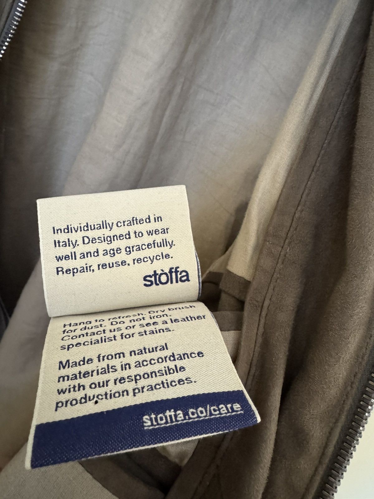 Stoffa Stoffa Flight Jacket Taupe Lamb Suede 48 Size US M / EU 48-50 / 2 - 4 Thumbnail