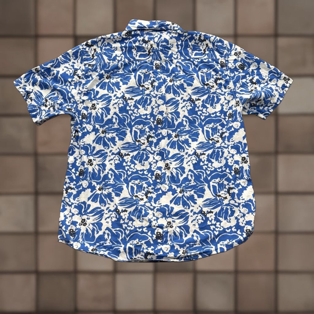 Chaps Chaps Shirt Mens XL Blue White Hawaiian Floral Short Sleeve Button Up Size US XL / EU 56 / 4 - 1 Thumbnail