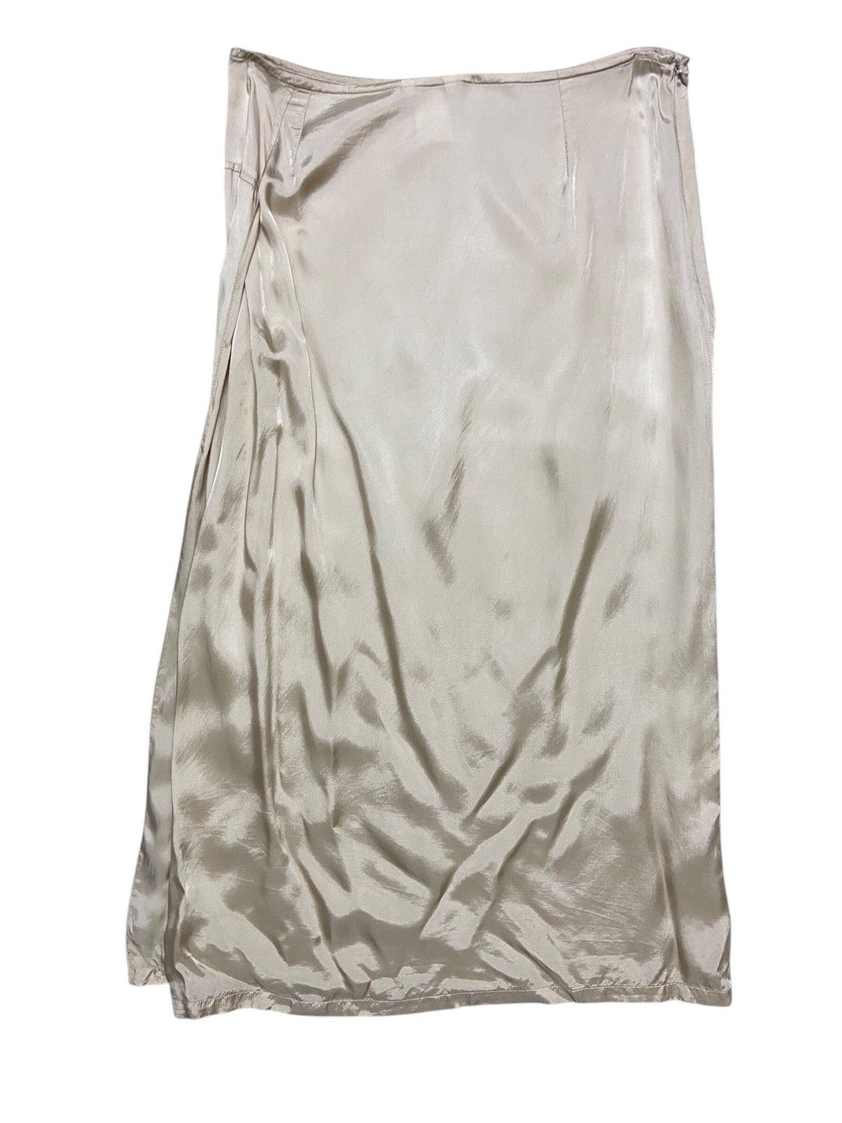 Designer × Dries Van Noten Dries Van Noten Gold Silk Midi Skirt Size 31" - 2 Thumbnail