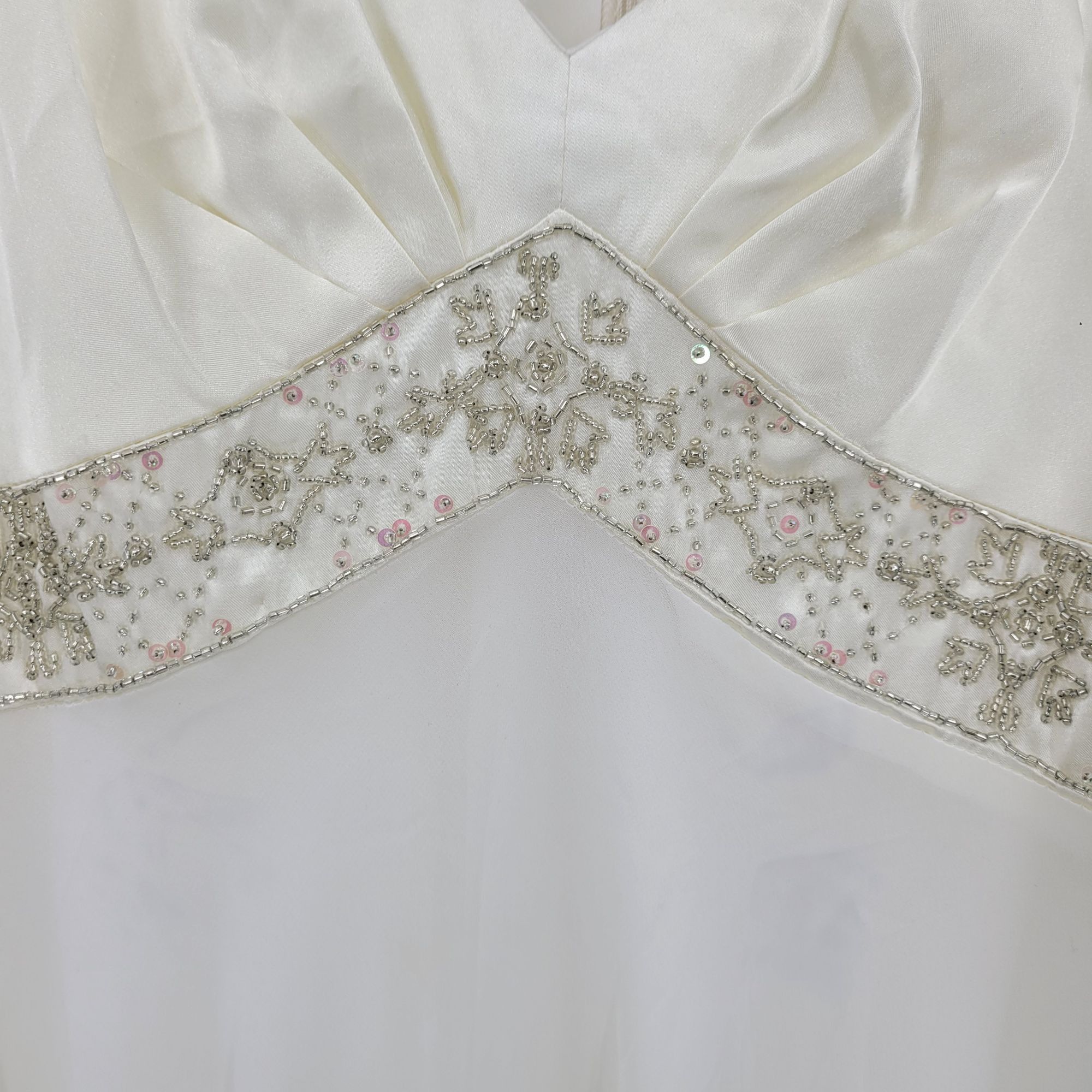 Vintage 90s Ivory Satin Chiffon Tiered Lingerie Nightgown Sz XL Rhin Size XL / US 12-14 / IT 48-50 - 5 Thumbnail