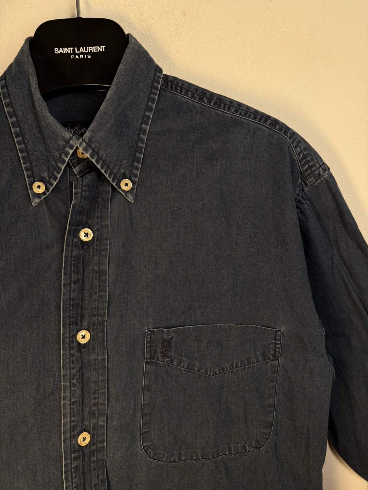 Yves Saint Laurent 90s YSL Denim Shirt Jeans Dress Overshirt Button Up Collar Size US M / EU 48-50 / 2 - 17 Thumbnail