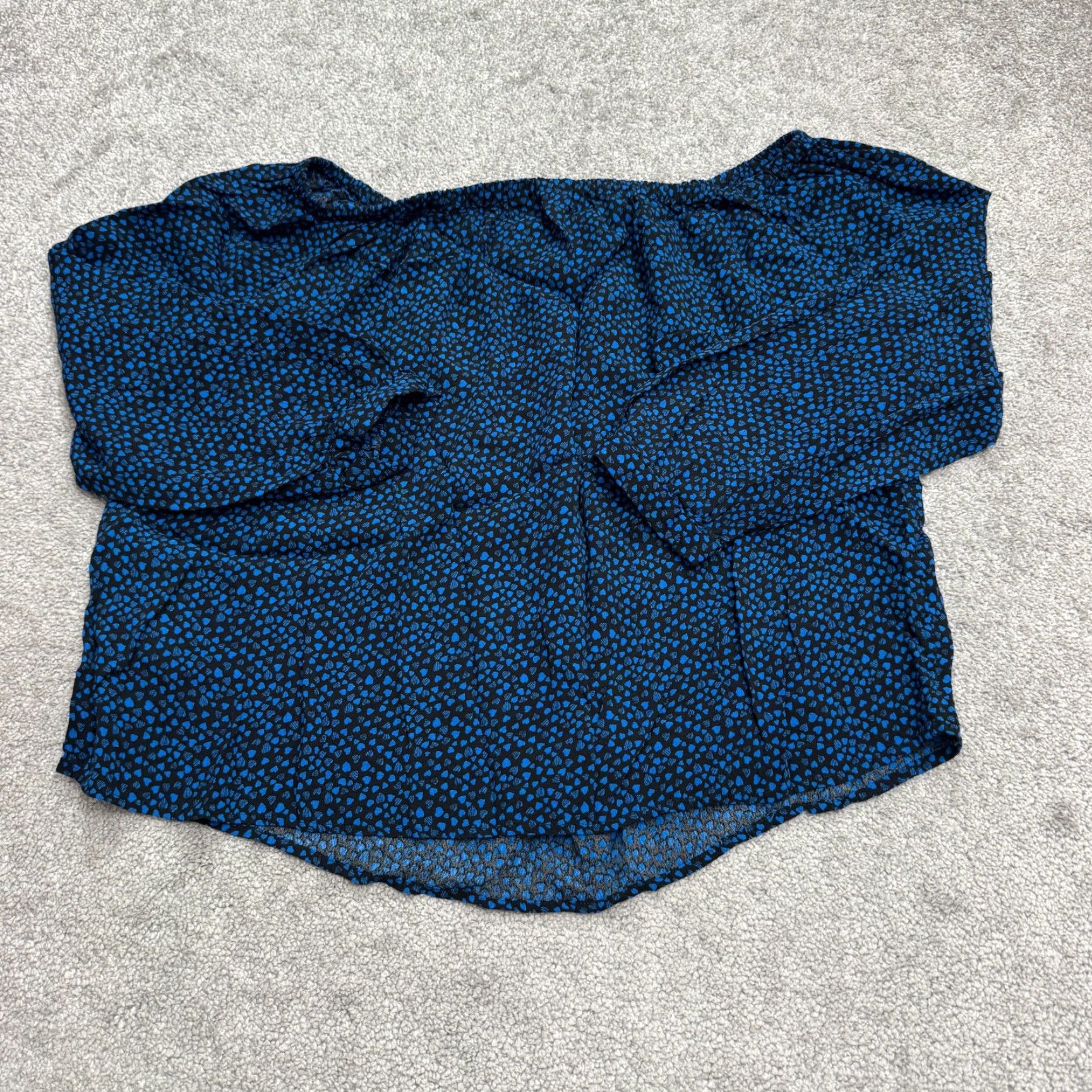 Gap Gap Women's Off Shoulder Blouse M Blue Heart Print Casual Boho Peasant Top Size M / US 6-8 / IT 42-44 - 2 Thumbnail