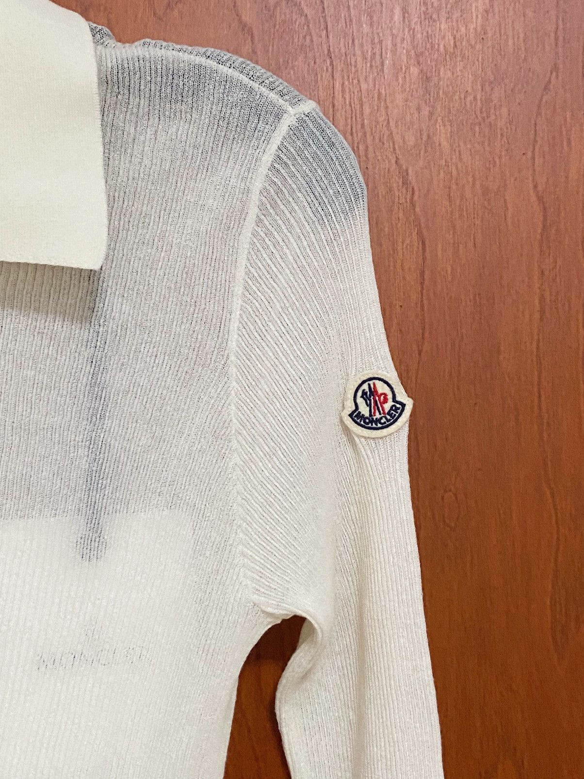 Moncler Moncler Long-Sleeve Ribbed Polo Shirt size L Size L / US 10 / IT 46 - 7 Thumbnail
