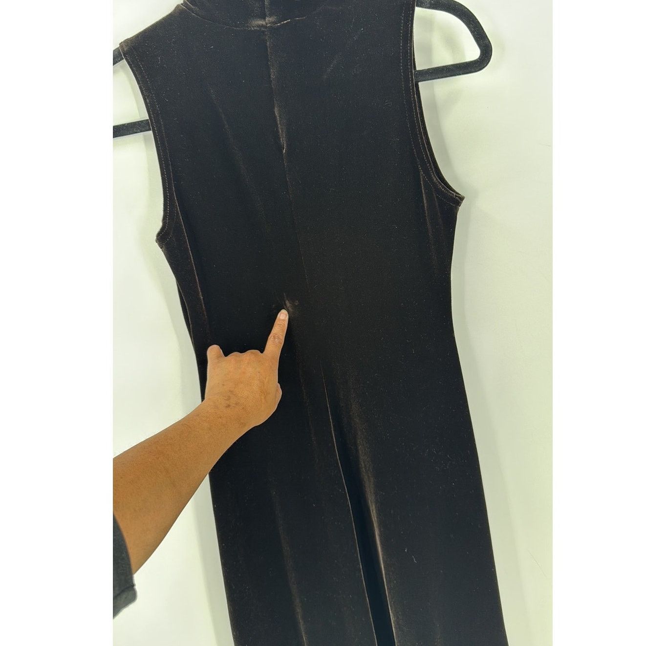 Vintage Vintage Ronni Nicole chocolate brown velvet maxi Dress sz S Size S / US 4 / IT 40 - 5 Thumbnail