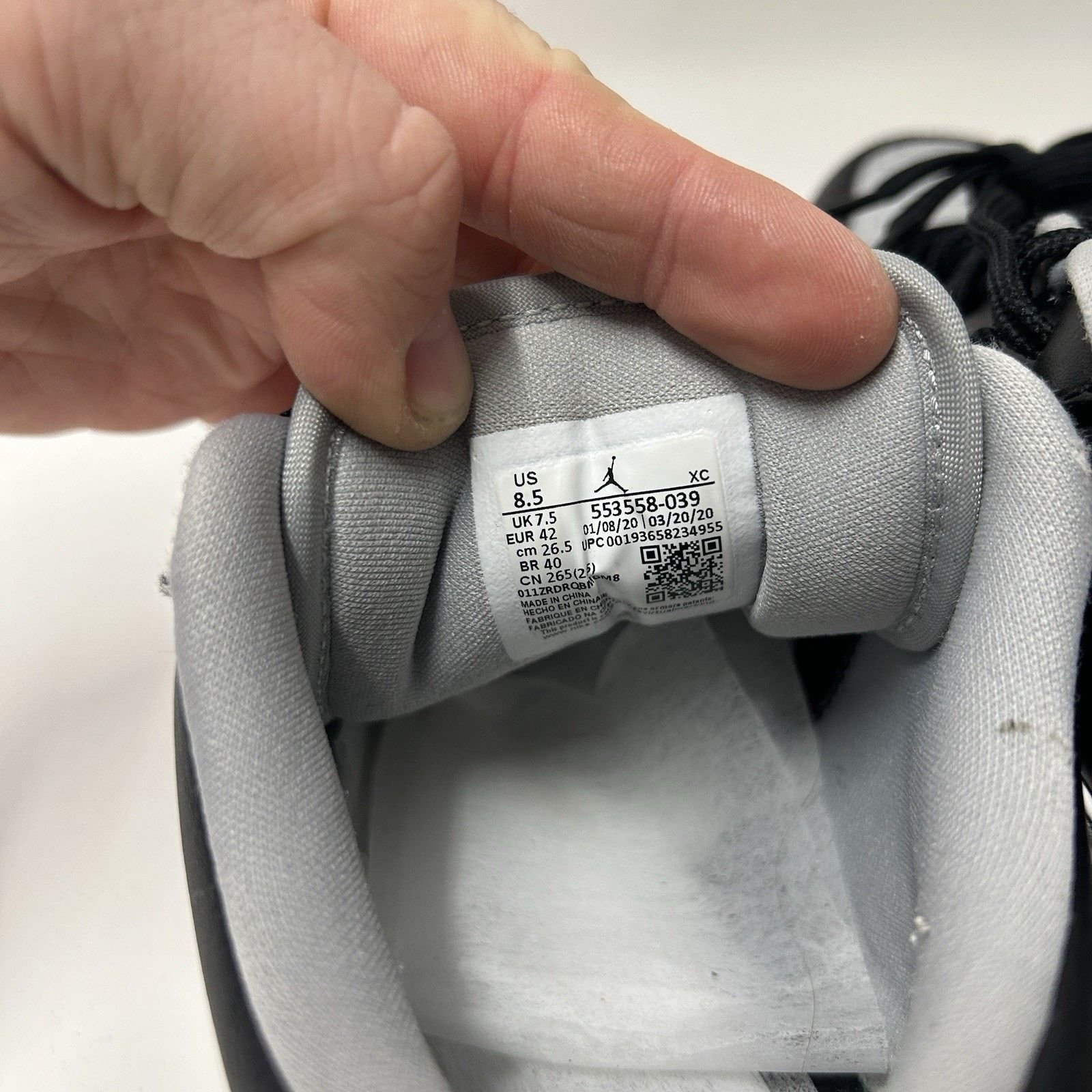 Jordan Brand Nike Air Jordan 1 Low “Smoke Grey/Black Light Grey/White” Size US 8.5 / EU 41-42 - 9 Thumbnail