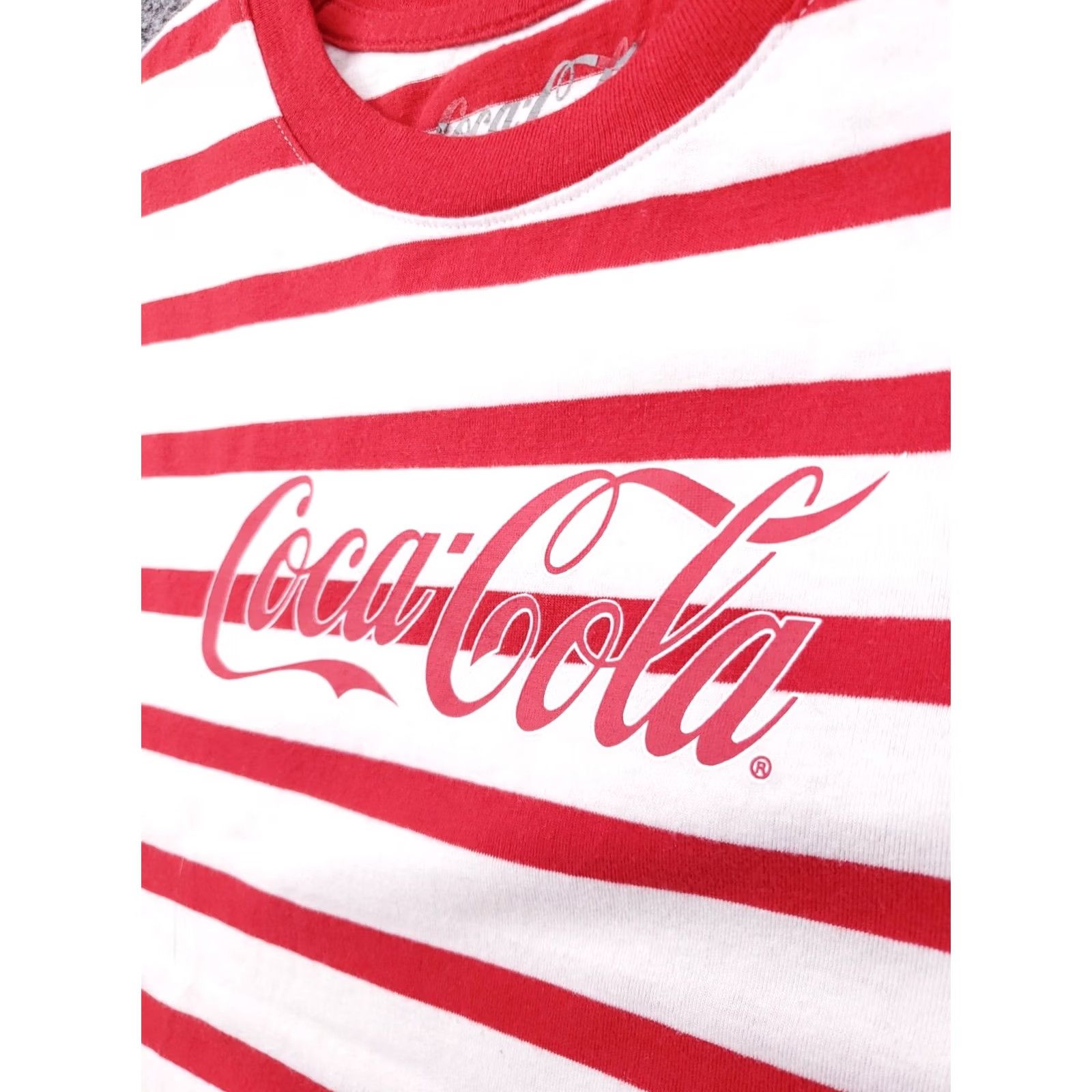 Vintage Coca-Cola T-Shirt Womens S Red Basic Logo Striped Short Sleeves Crew Neck Casual Tee Size S / US 4 / IT 40 - 5 Thumbnail