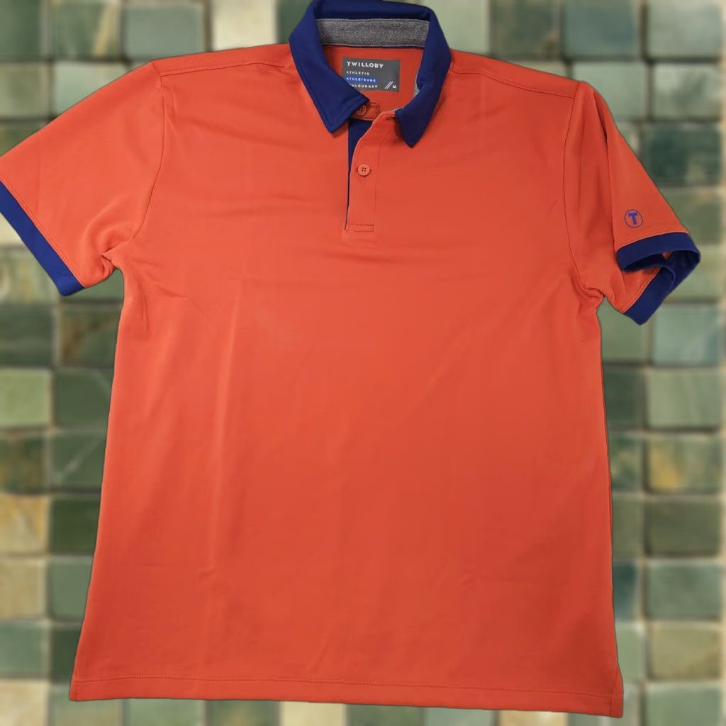 Vintage Twillory Polo Shirt Mens M Orange Blue Athletic Golf Performance Regular Short Sleeve Polo Mens Size US M / EU 48-50 / 2 - 1 Thumbnail