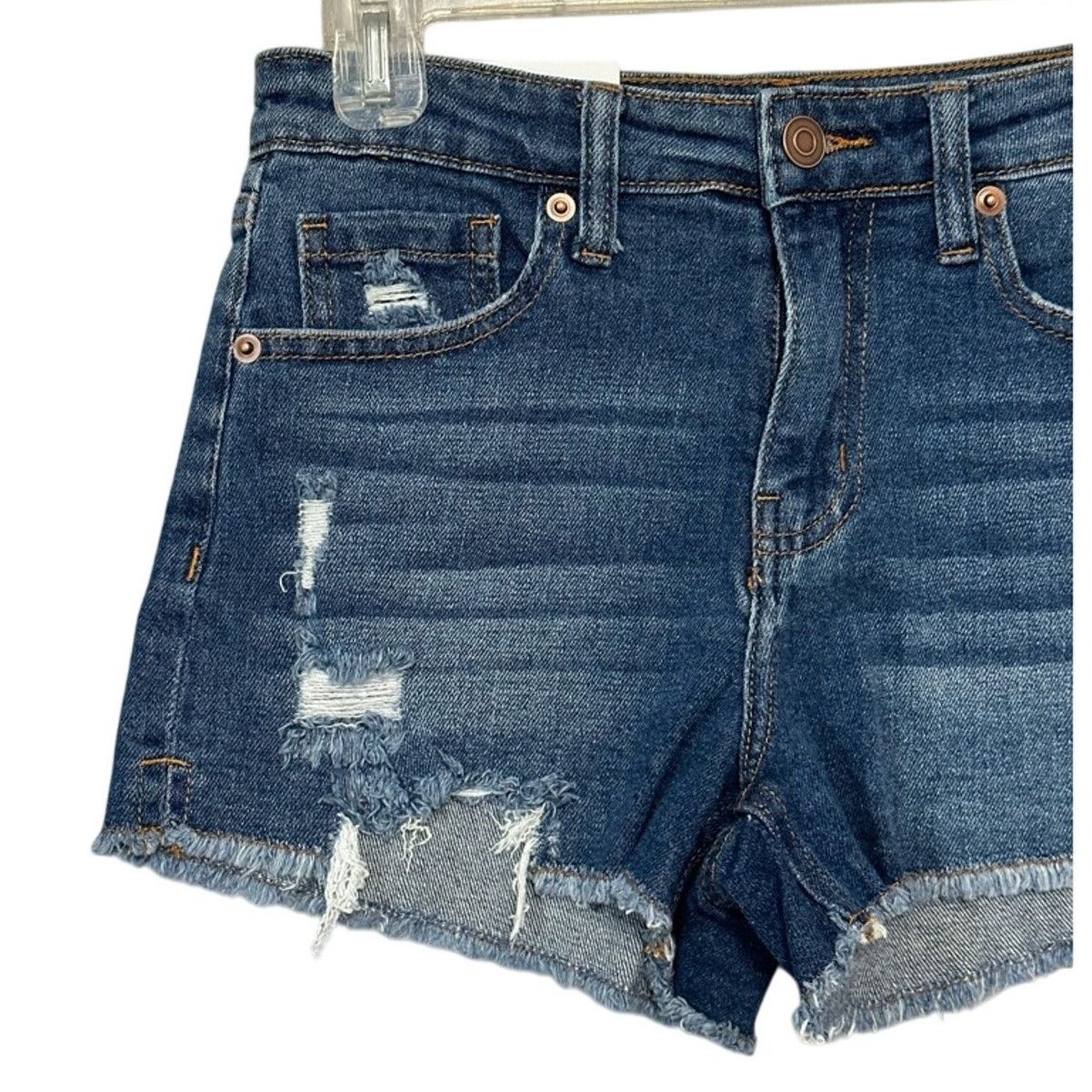 BP. BP Cut-Off Shorts Blue Distressed Frayed Dark Wash 25 New Size 25" / US 0 / IT 36 - 2 Thumbnail
