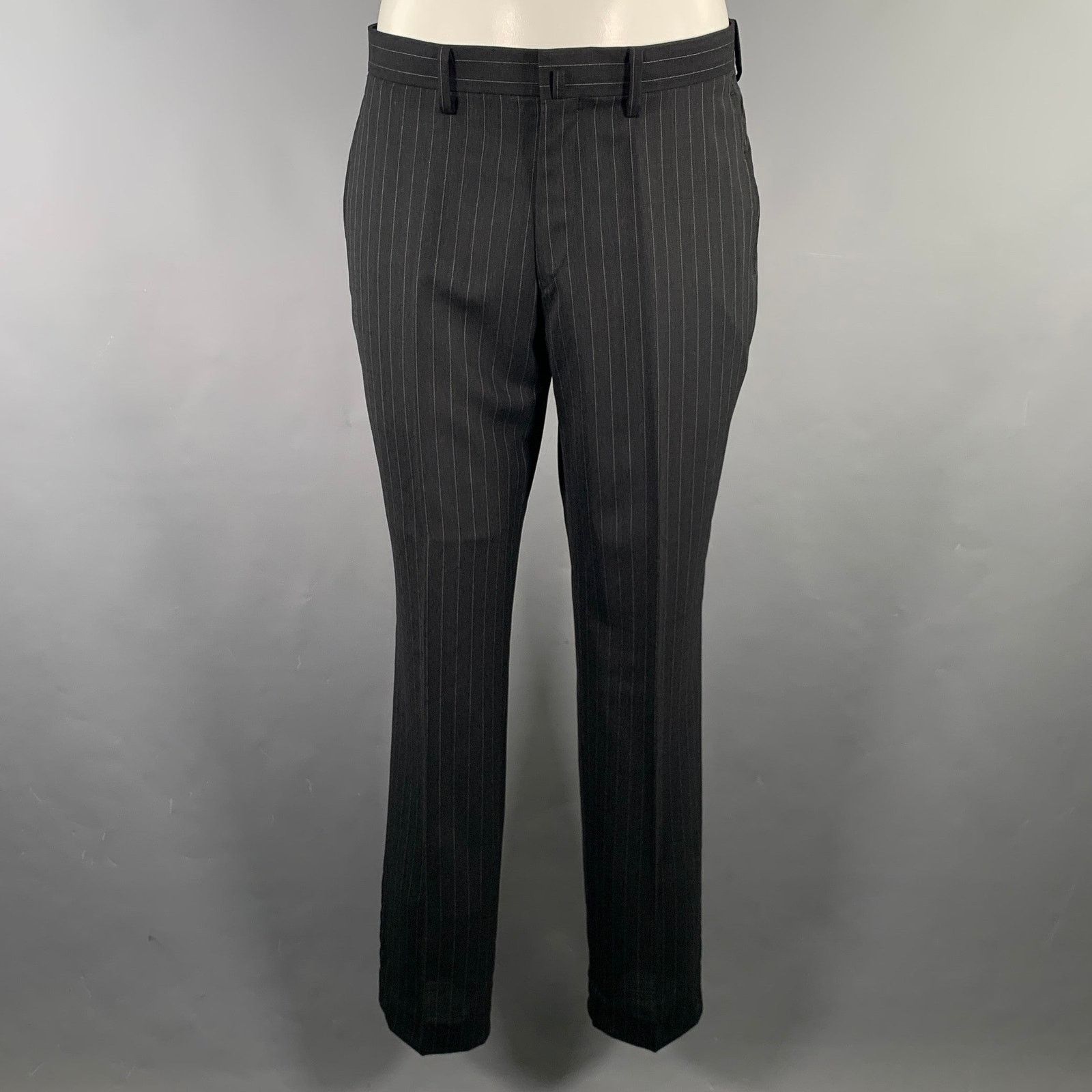 Other D'URBAN 40 Black Pinstripe Wool Notch Lapel Suit Size 40R - 5 Thumbnail