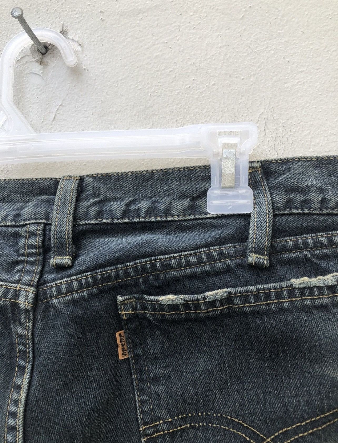 Levi's Vintage Clothing VTG 00s Levi’s 606 Big E Orange Tab Waxed Denim Slim Jeans Size US 33 - 20 Thumbnail