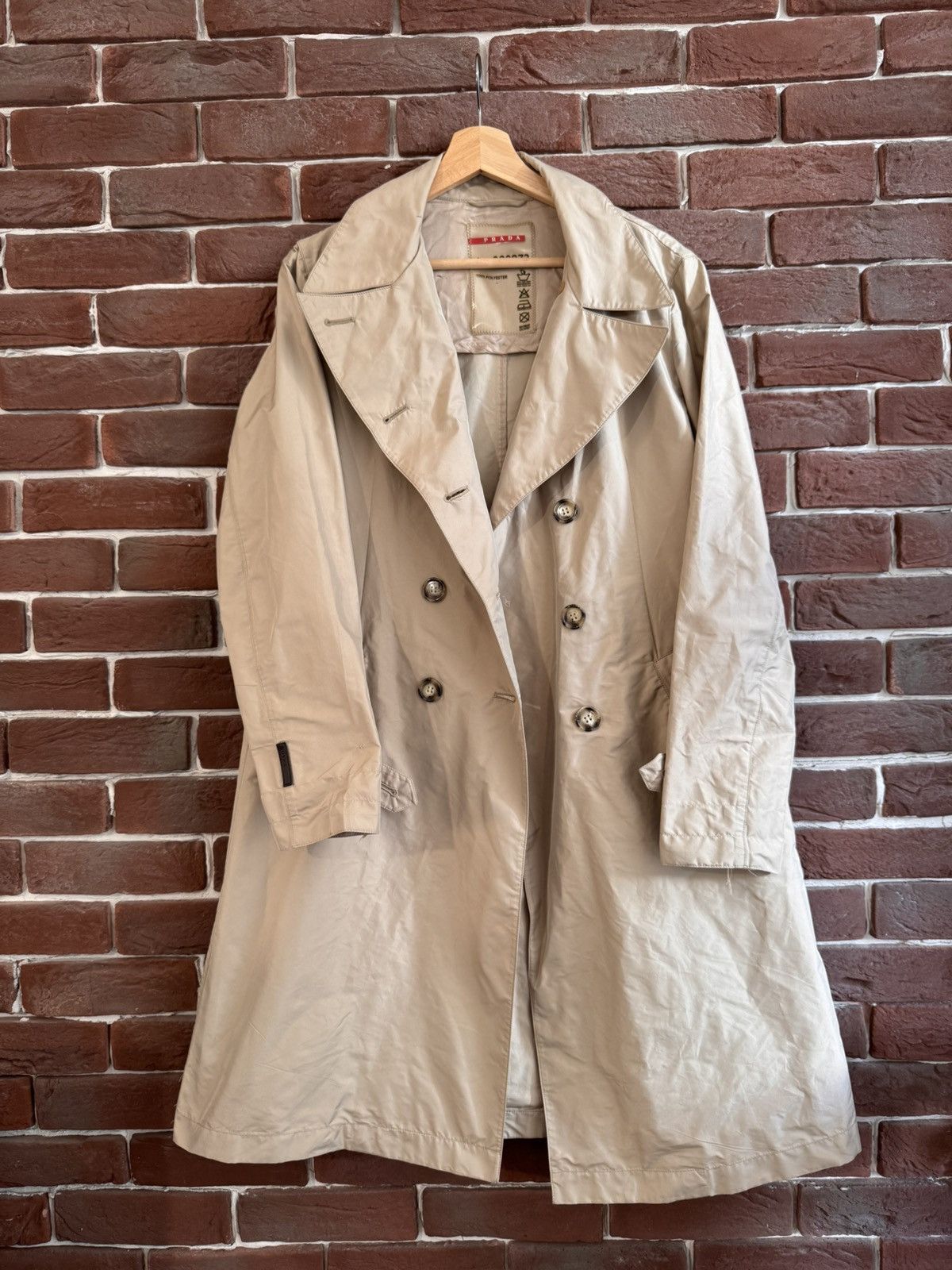 Prada Prada Women’s Double Breasted Coat 42IT Beige Black Tab Size M / US 6-8 / IT 42-44 - 1 Thumbnail