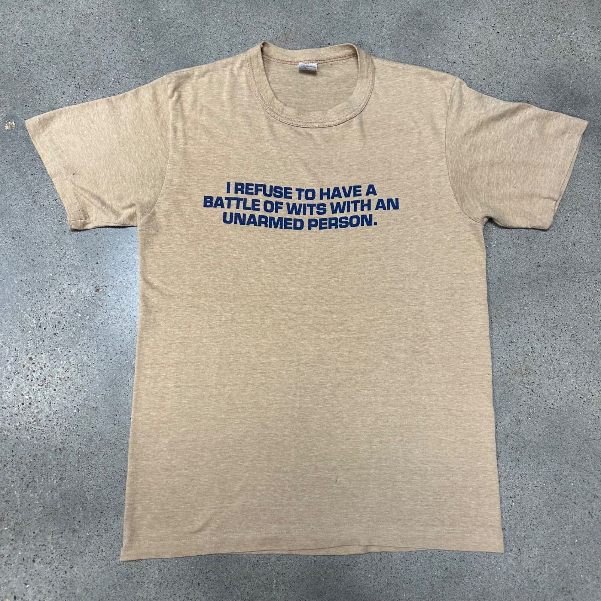 Vintage Vintage 80s Battle Of Wits Joke Sentence Shirt Size US M / EU 48-50 / 2 - 1 Thumbnail