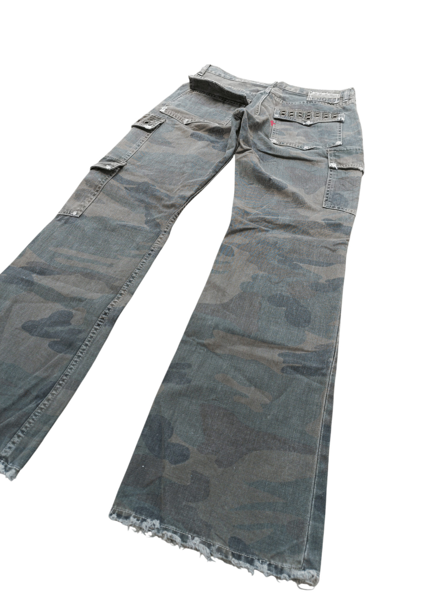 Japanese Brand FLARED💥Genoese Okayama Distressed Multi Pocket Camo Pant Size US 31 - 5 Thumbnail