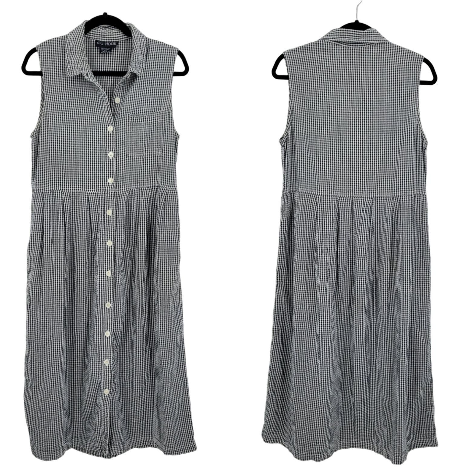 image of Vintage Gingham Pinafore Maxi Dress 16 Navy Button Front in Blue, Women's (Size 2XL)