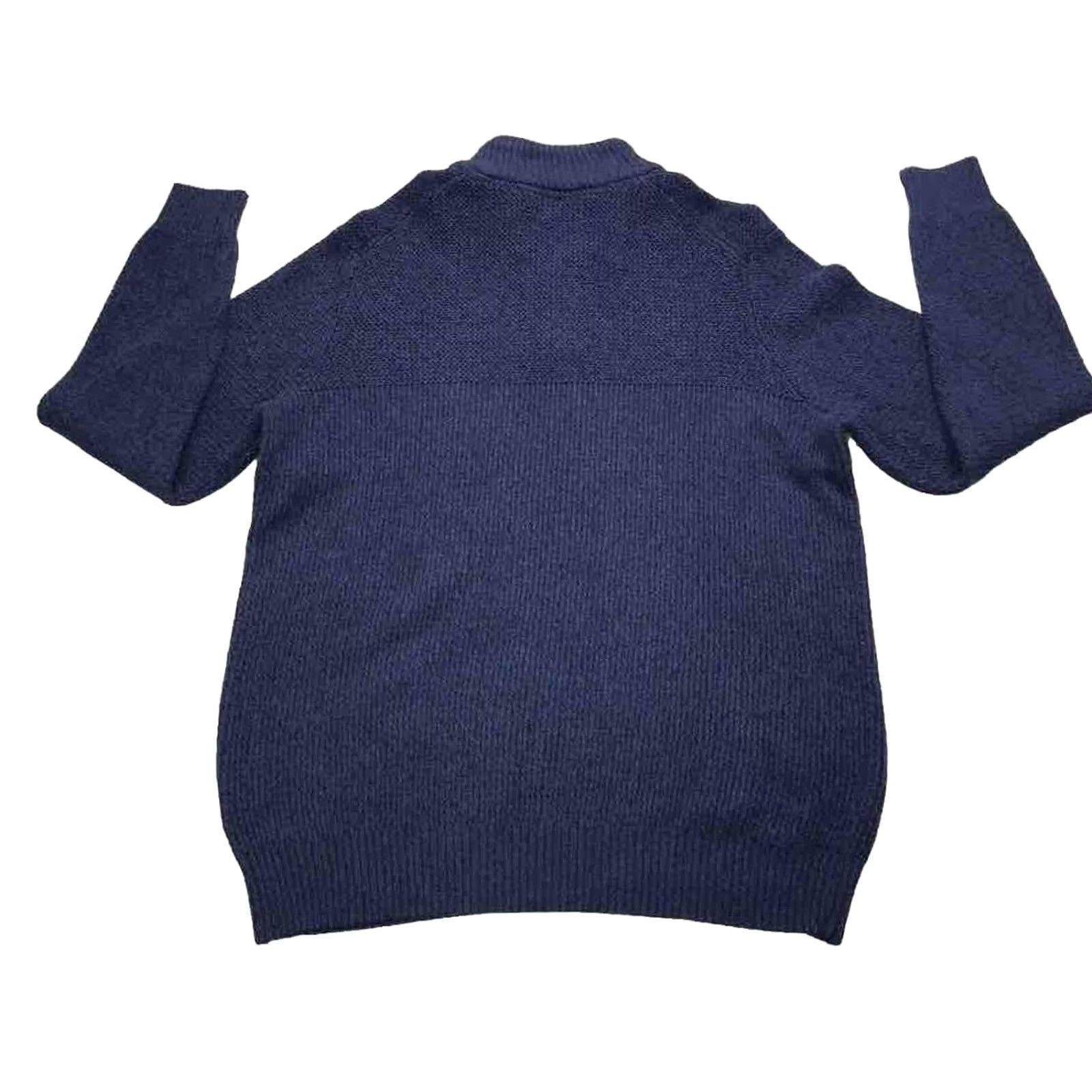 Vintage G.H. Bass & Co Knit Quarter Button Mock Neck Sweater XL Men Blue Cotton Blend NWT Pullover Size US XL / EU 56 / 4 - 7 Thumbnail