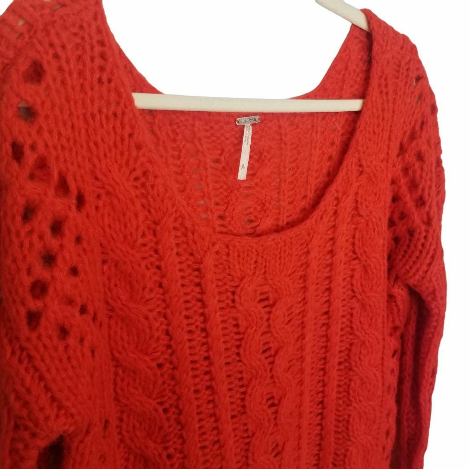 Free People Free People Womens Open Cable Knit Wool Mohair Sweater Boho Size S / US 4 / IT 40 - 6 Thumbnail
