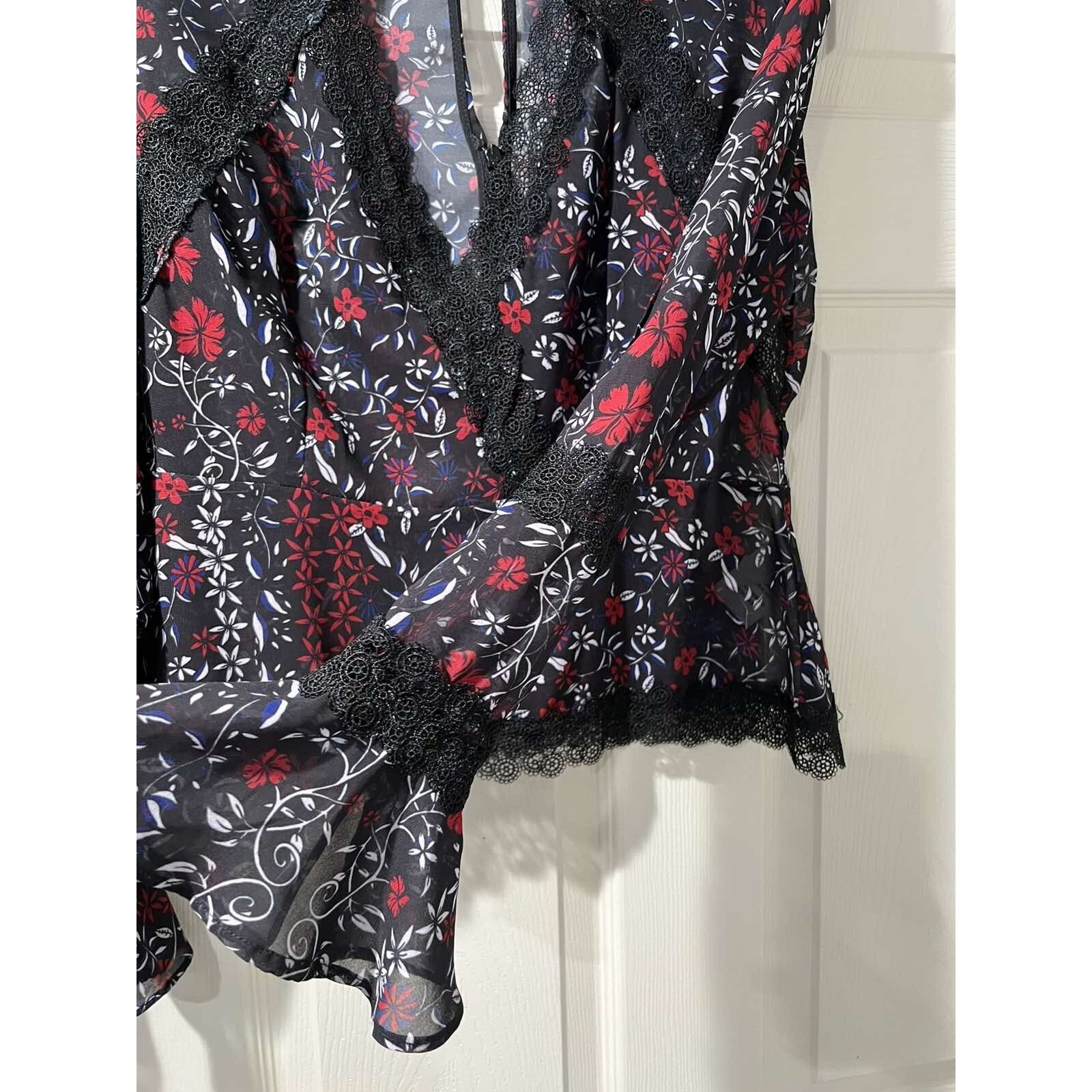 NICHOLAS N/Nicholas Lace Blouse Bell Sleeves Multicolor 8 A003303 Size M / US 6-8 / IT 42-44 - 3 Thumbnail