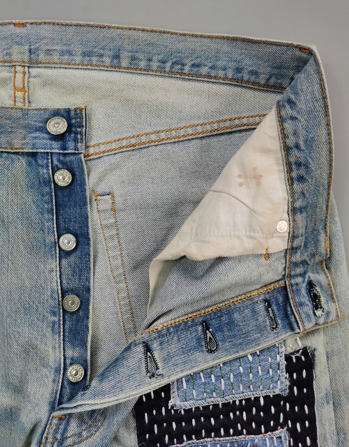 Levi's 80s Vintage Levis Selvedge Denim Patchwork Jeans Size US 36 / EU 52 - 12 Thumbnail
