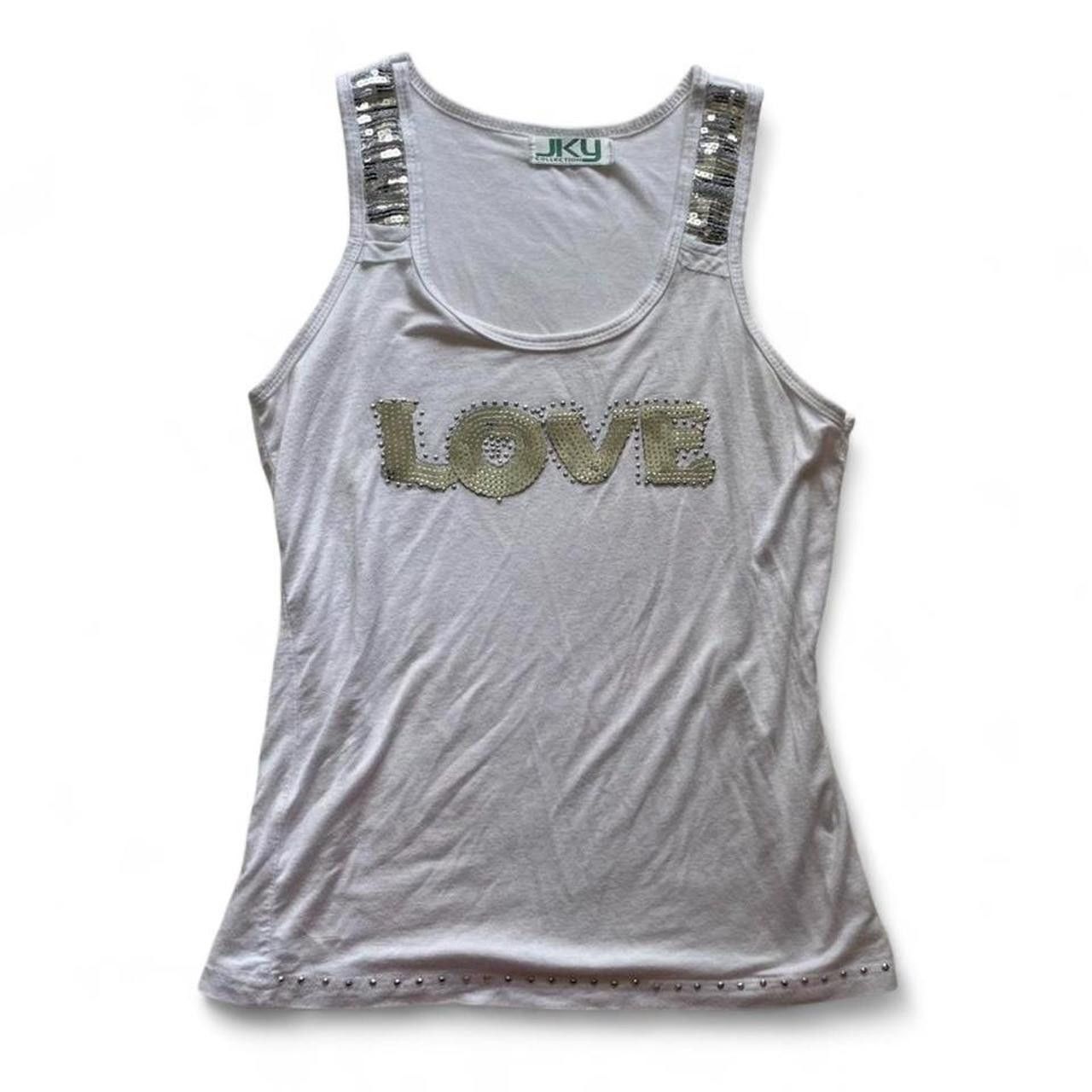 Other 2000s Love sequin embellished white tank top Size M / US 6-8 / IT 42-44 - 3 Thumbnail
