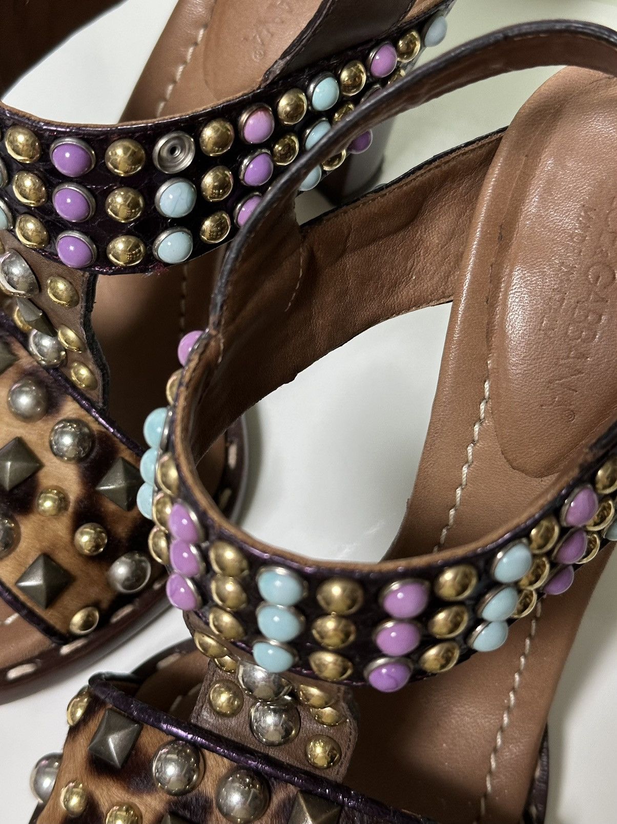 Dolce & Gabbana DOLCE&GABBANA Stud Leather Slingback Sandals Size US 5.5 / IT 35.5 - 6 Thumbnail