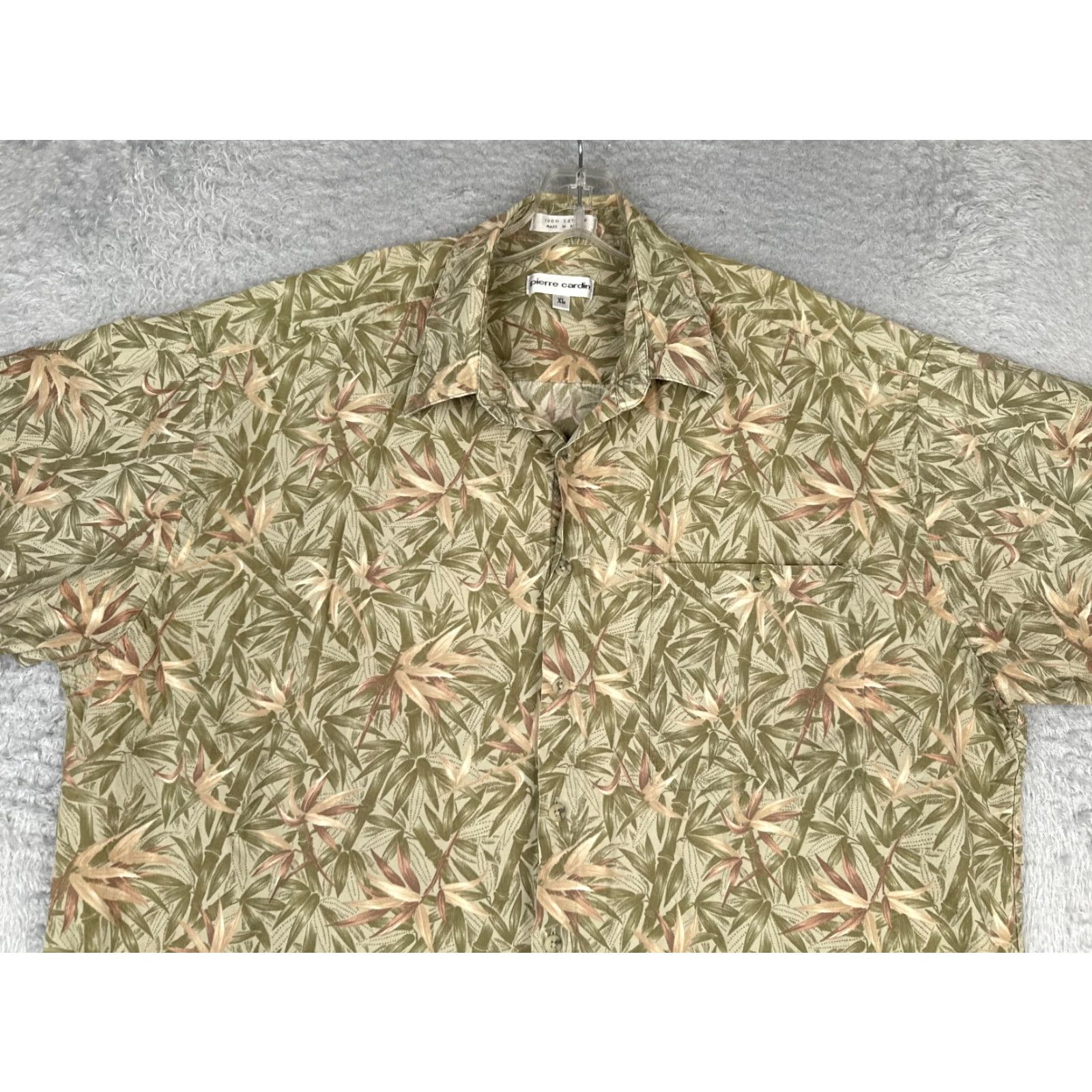 Pierre Cardin Pierre Cardin Shirt Men XL Green Floral Leaf 100% Cotton Hawaiian Resort Vacation Aloha Short Sleeve Button-Up Size US XL / EU 56 / 4 - 4 Thumbnail