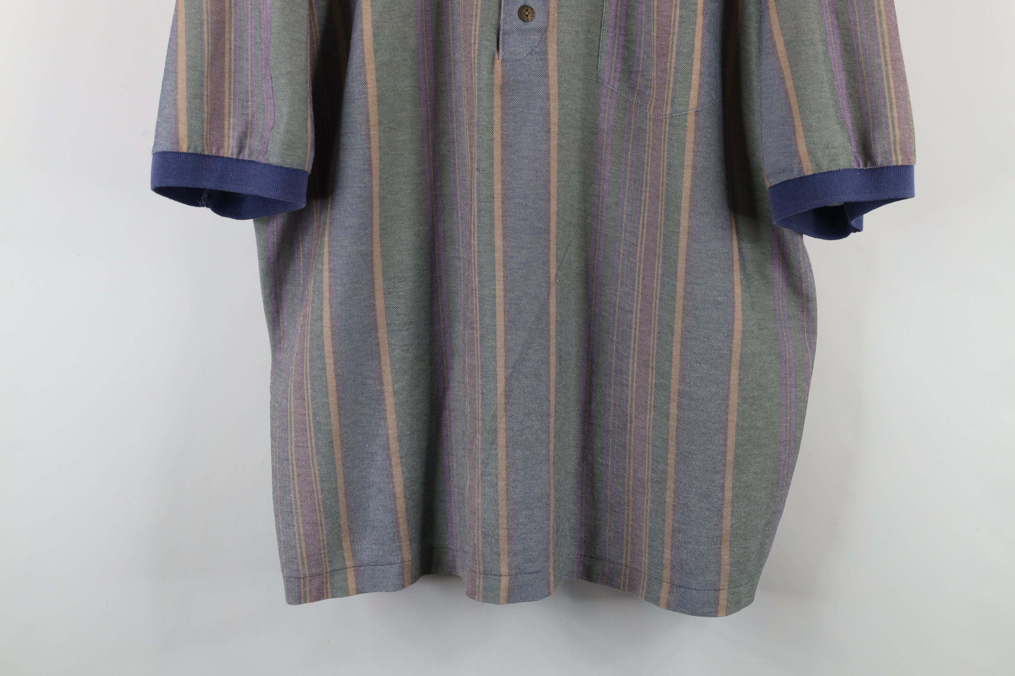 Vintage Vintage 90s Streetwear Baggy Fit Rainbow Striped Polo Shirt Size US XL / EU 56 / 4 - 3 Thumbnail
