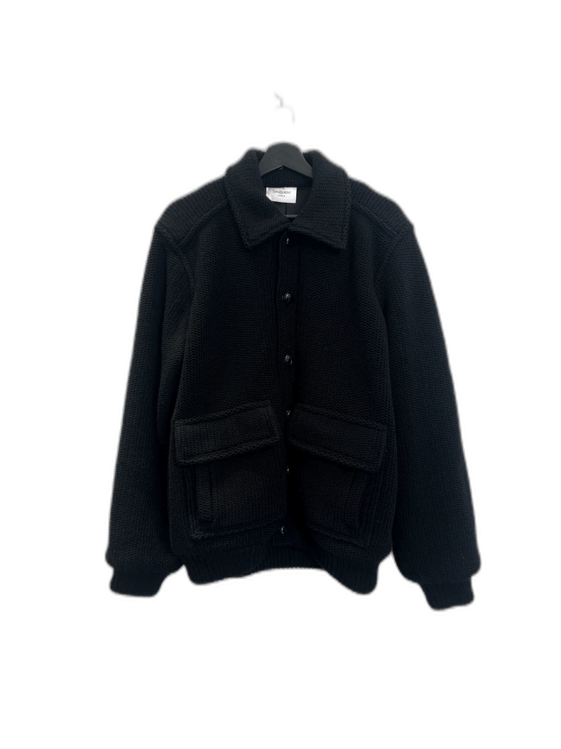 Saint Laurent Wool Knit Cardigan in Black