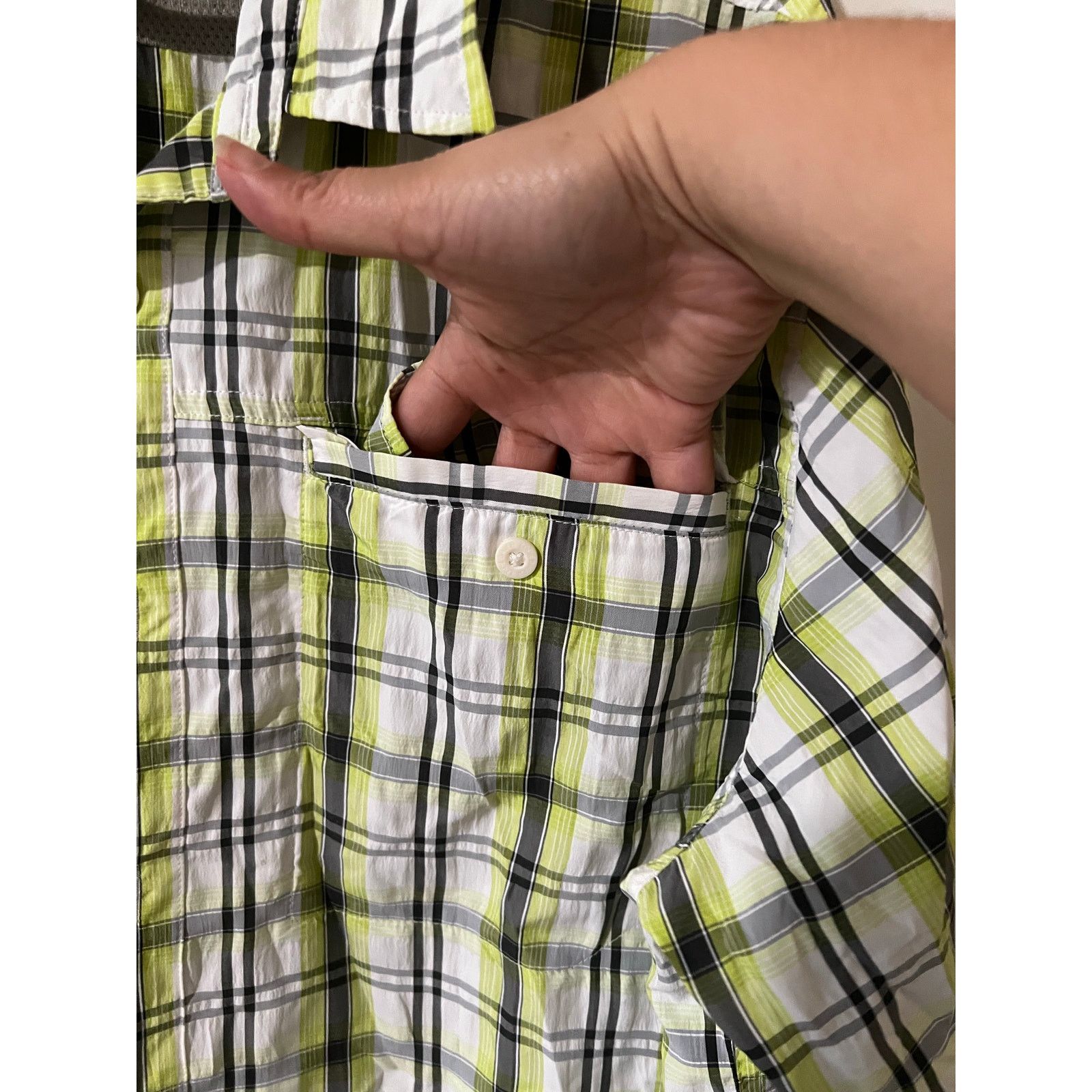 Eddie Bauer Adventure Button Front Shirt Plaid Short Sleeves Green Top Size US XL / EU 56 / 4 - 8 Thumbnail