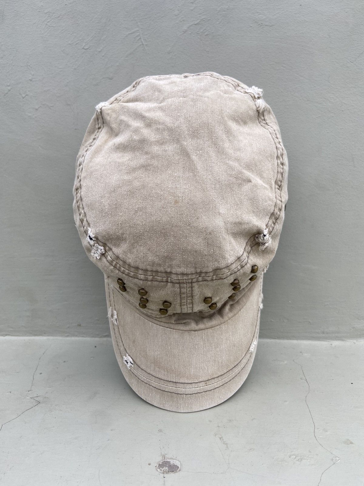 If Six Was Nine 2000s torn button studded ditsetressed patrol hat Size ONE SIZE - 5 Thumbnail