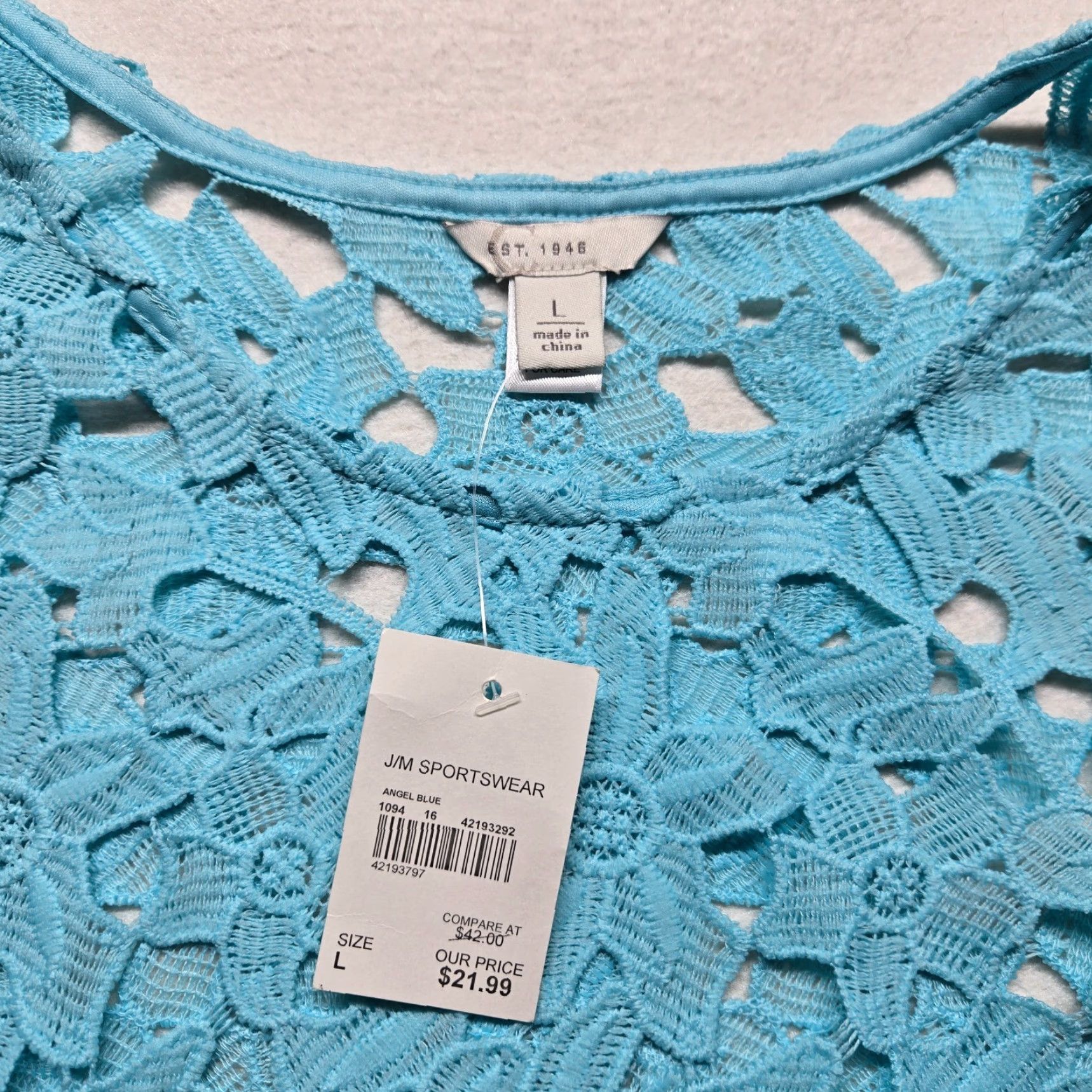 Vintage Est. 1946 Floral Lace Crochet Cut Out Flower Boho Cottage L Large NEW Shirt Est. 1946 Floral Lace Crochet Cut Out Flower Boho Cottage L Large NEW Size L / US 10 / IT 46 - 3 Thumbnail