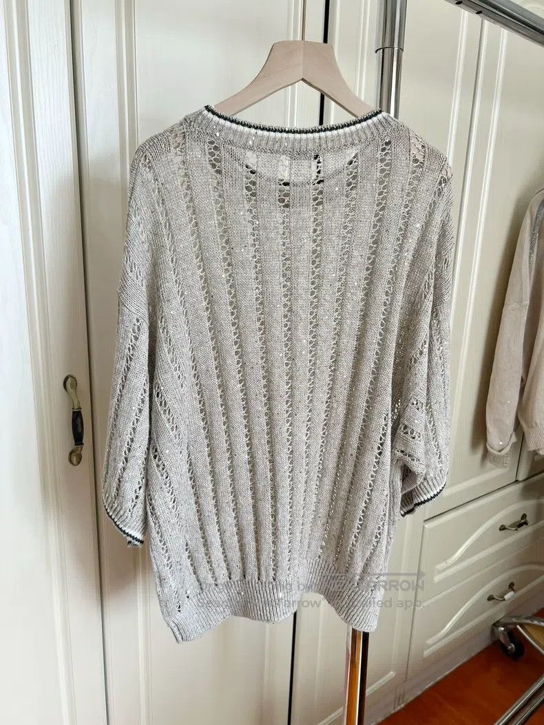 Brunello Cucinelli Brunello Cucinelli Discount Glitter Short Sleeve Size M / US 6-8 / IT 42-44 - 4 Thumbnail