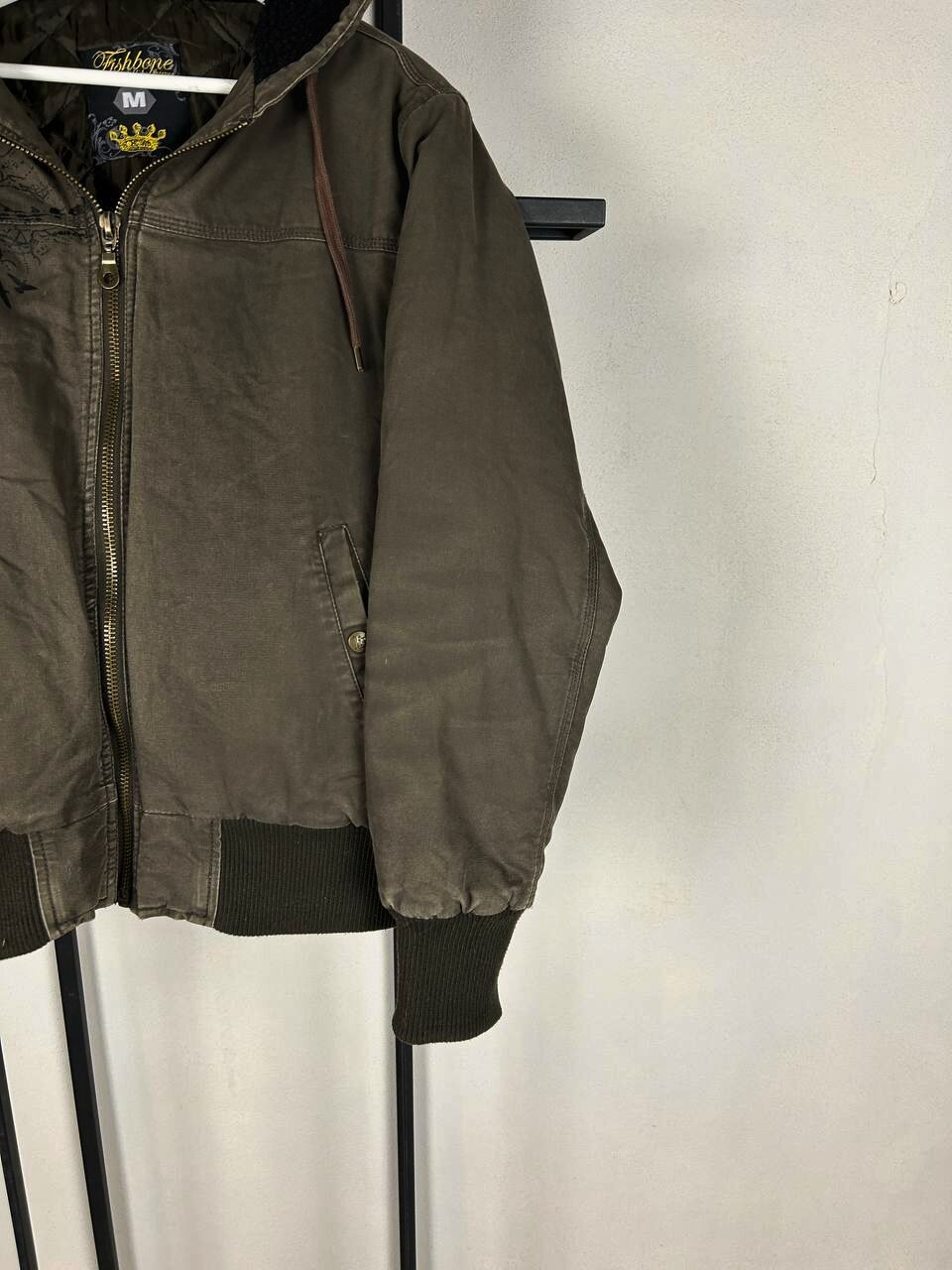 Vintage Fishbone Hooded Bomber Jacket Vintage Distressed Workwear Size US M / EU 48-50 / 2 - 5 Thumbnail
