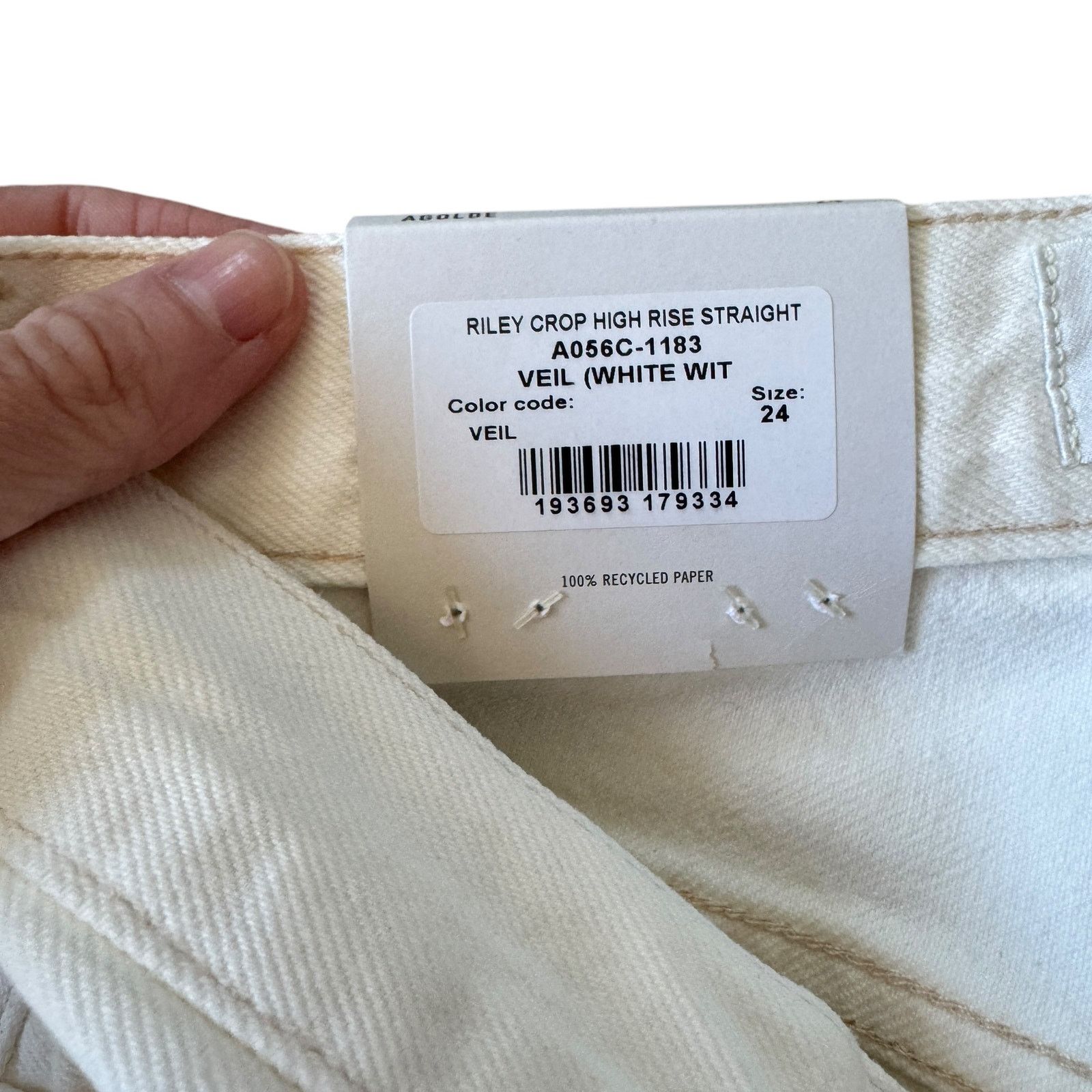 Agolde NEW AGOLDE Riley High Rise Straight Crop Jeans Veil White Size 24" / US 00 / IT 34 - 9 Thumbnail