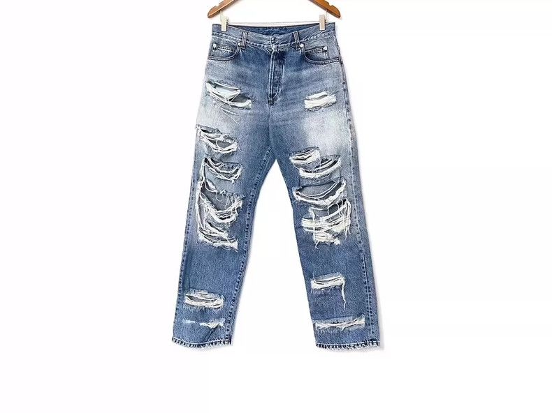 Balmain Balmain Distressed Blue Denim Jeans Size US 29 - 1 Thumbnail