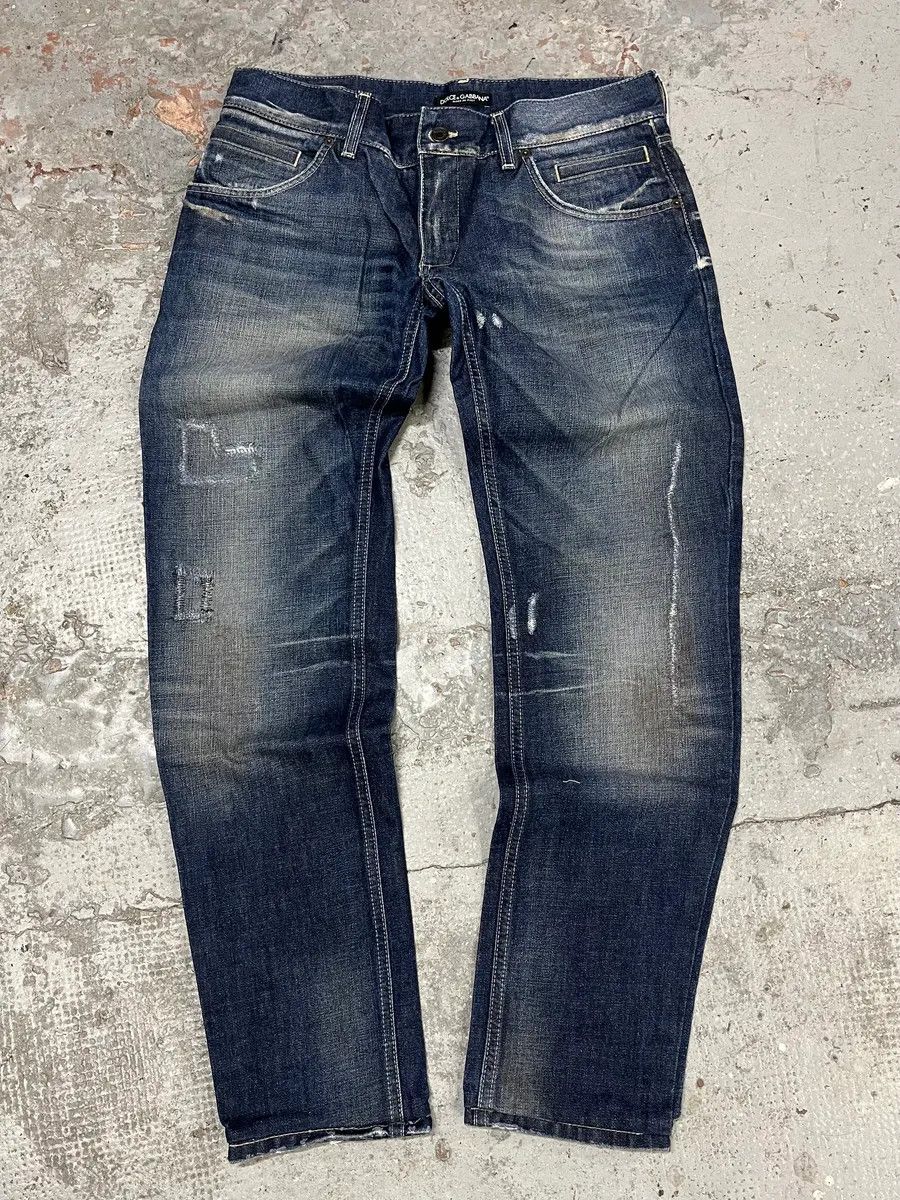 Designer × Dolce & Gabbana × Vintage 2010s Dolce & Gabbana Navy Brut Denim Jeans Size US 32 / EU 48 - 4 Thumbnail