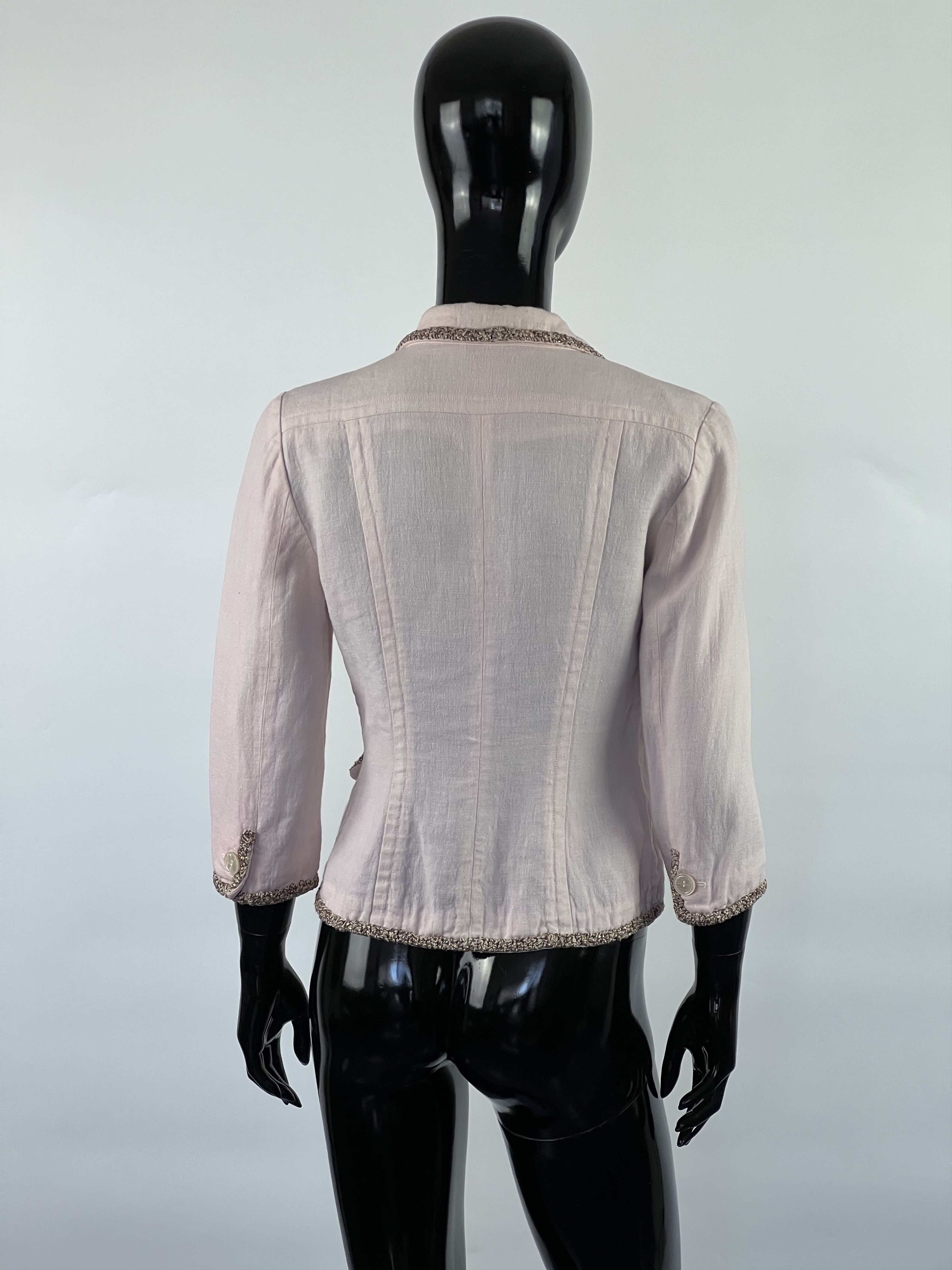 Max Mara Max Mara 3/4 Sleeve Linen Cropped Blazer Jacket Size S / US 4 / IT 40 - 3 Thumbnail