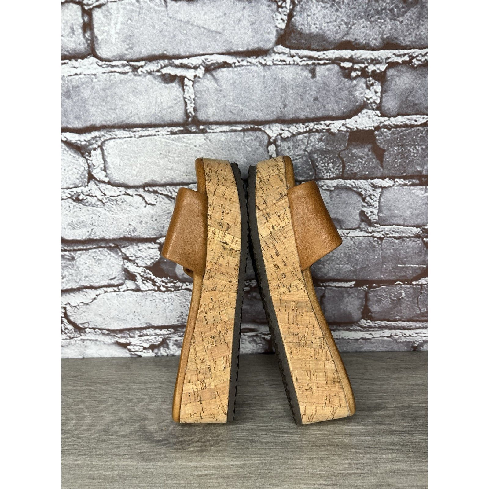 Sundae School Sundance Brown Leather Tan Wedge Cork Platform Sandals Slide Size US 6 / IT 36 - 21 Thumbnail
