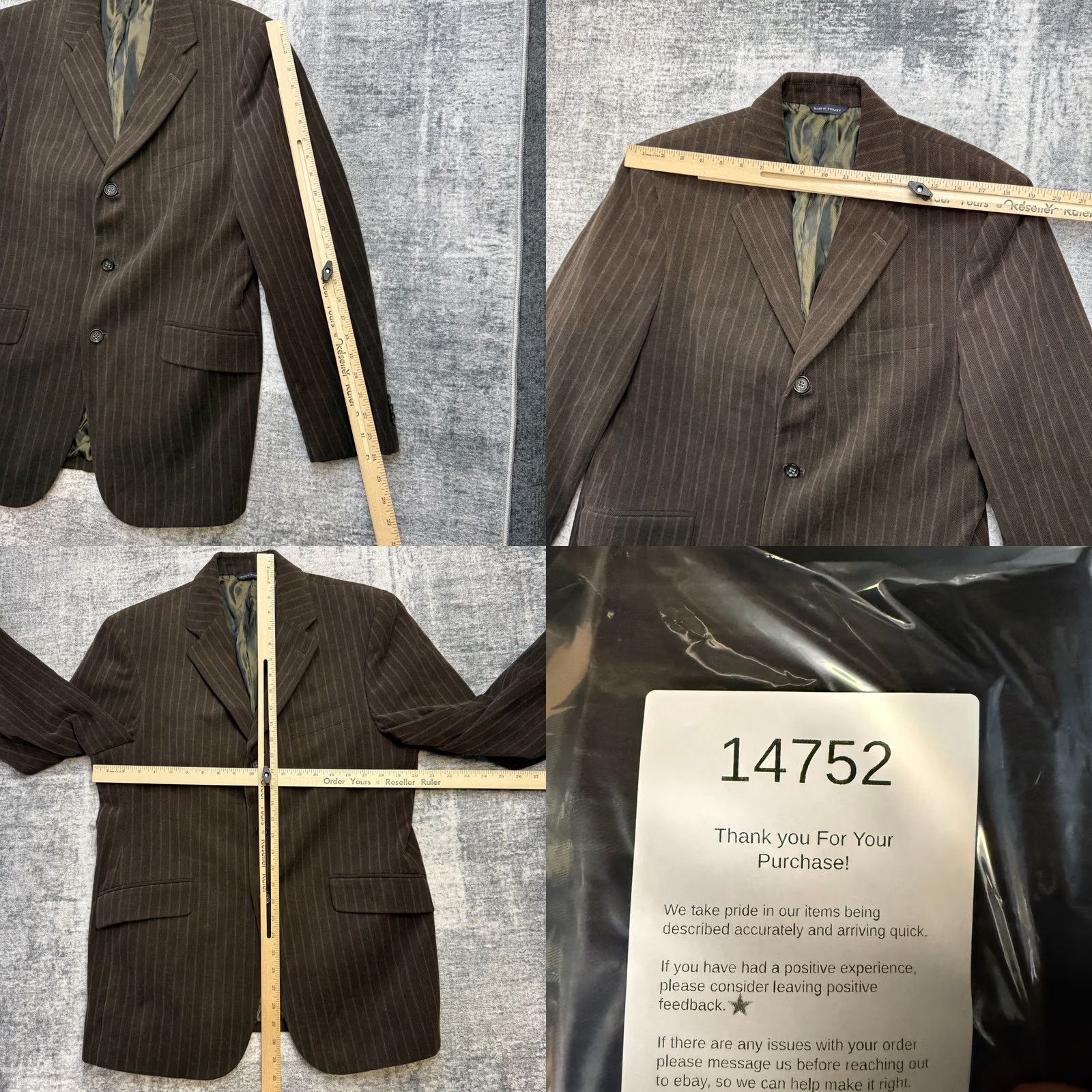 Banana Republic VINTAGE Banana Republic Blazer Mens 42S Brown Pinstripe 3-Button Notch Lapel Single-Breasted Wool/Cotton 40in Chest 42 Regular Brown Denim? Size 42R - 9 Thumbnail