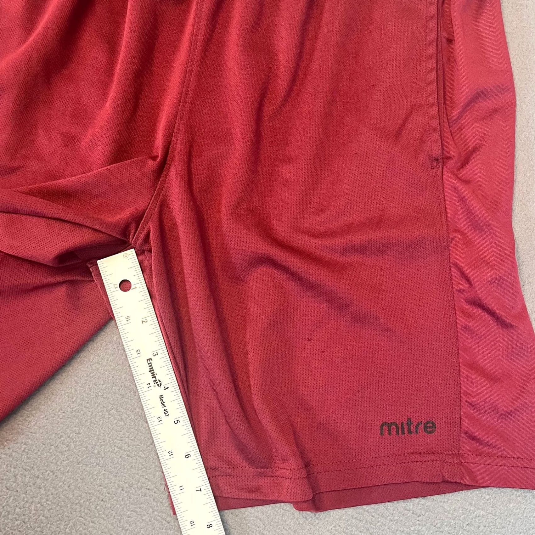 Logo 7 Mitre Shorts Mens Sz Lg Red Black Logo Gym Performance Run Athletic Herringbone Size US 33 - 7 Thumbnail