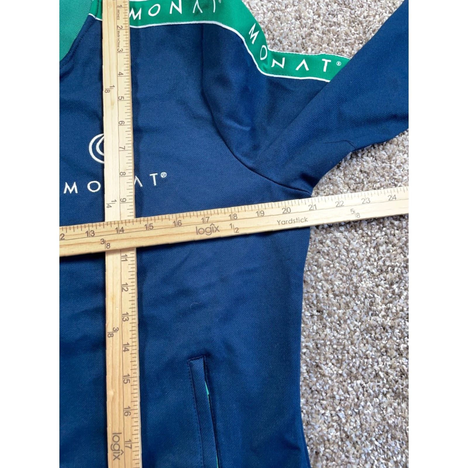 Vintage VINTAGE Monat Women's Track Jacket Medium Blue Green Zip Up Activewear Retro Sleeves Size M / US 6-8 / IT 42-44 - 6 Thumbnail
