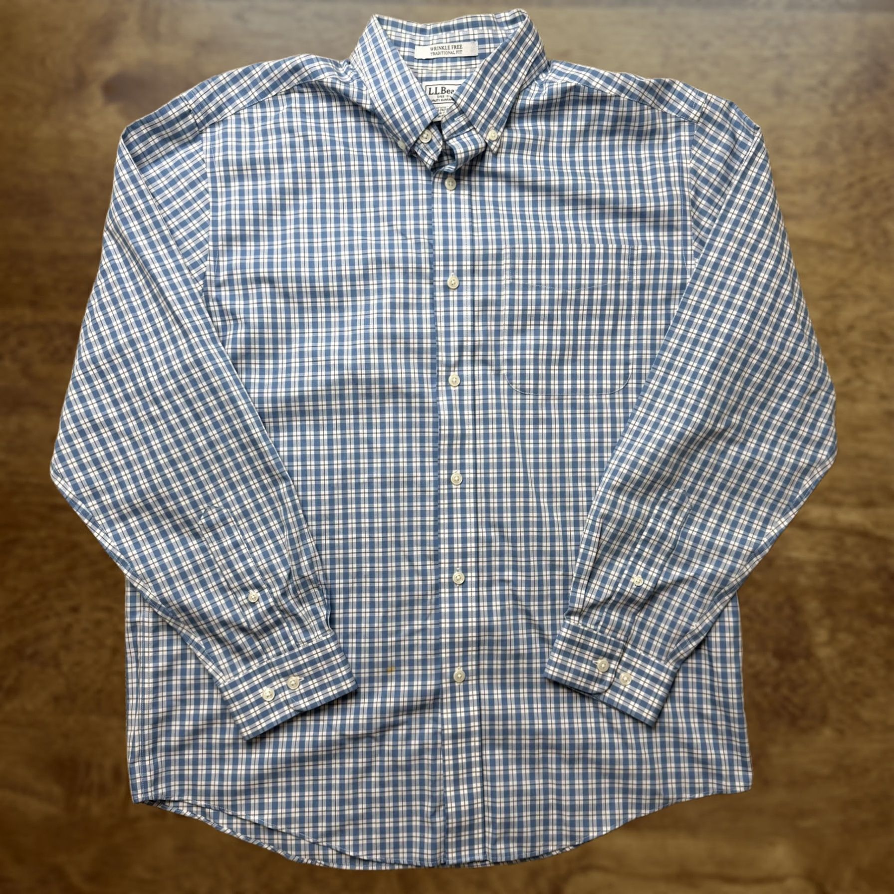 Vintage L.L. Bean Shirt Mens M Blue Check Long Sleeve Button-Up Wrinkle Free Casual Size US M / EU 48-50 / 2 - 1 Thumbnail
