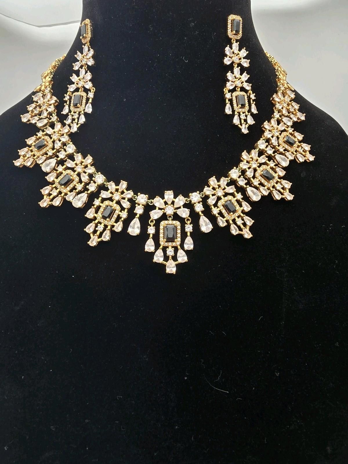 The Unbranded Brand Dramatic Vintage Vermeil CZ Necklace, Earring Ring Set 925 Size ONE SIZE - 1 Thumbnail