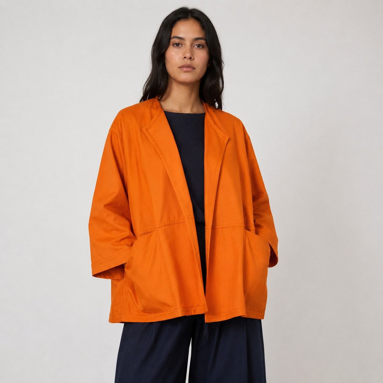 SOFIE D'HOORE Sofie D'Hoore Orange Open Front Jacket Oversized 3/4 sz 34 Size S / US 4 / IT 40 - 1 Thumbnail
