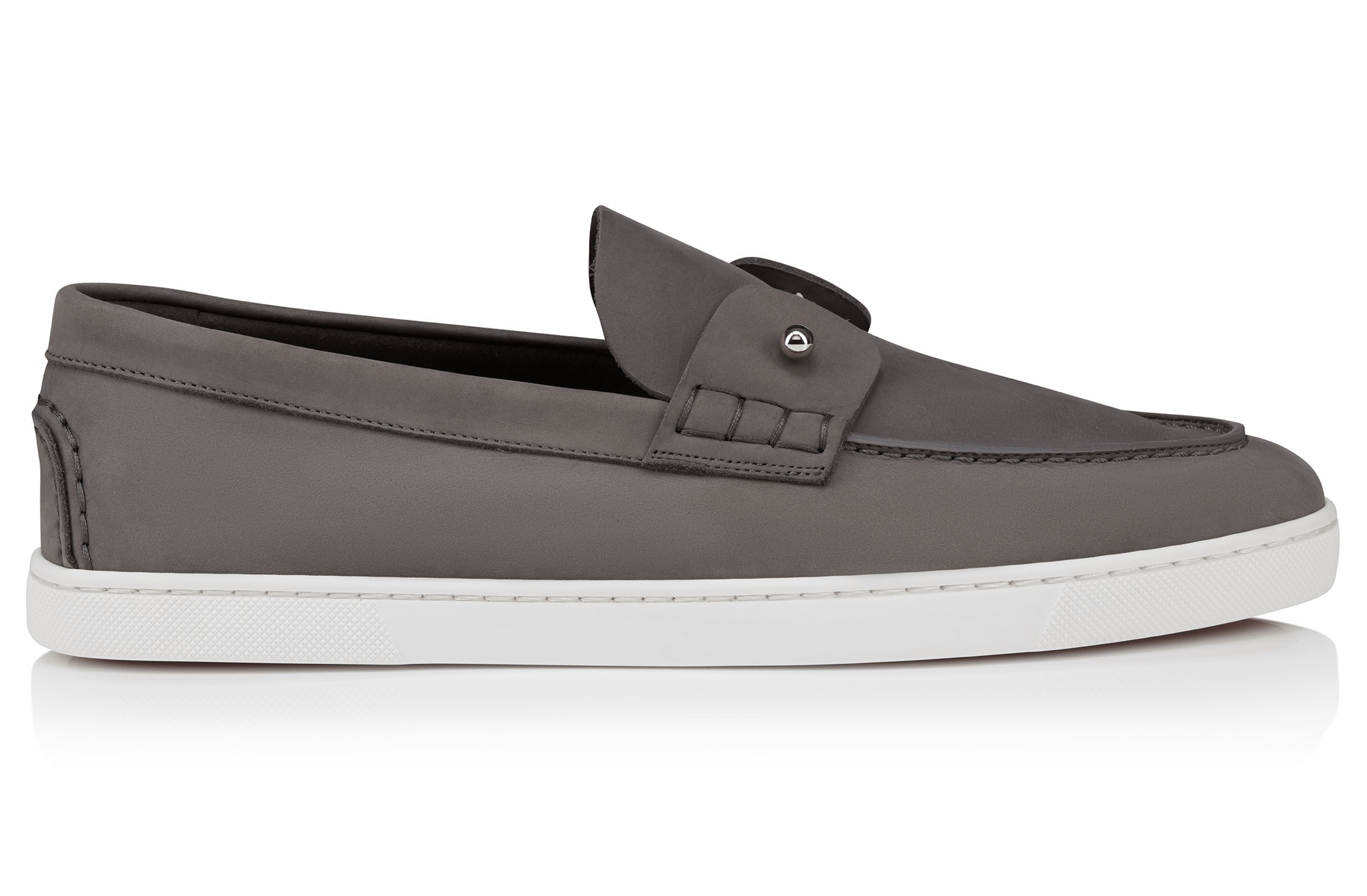 Christian Louboutin Mens Chambeliboat Flat Smoky Grey Loafer Sneaker Boat 45 12 Size US 12 / EU 45 - 3 Thumbnail