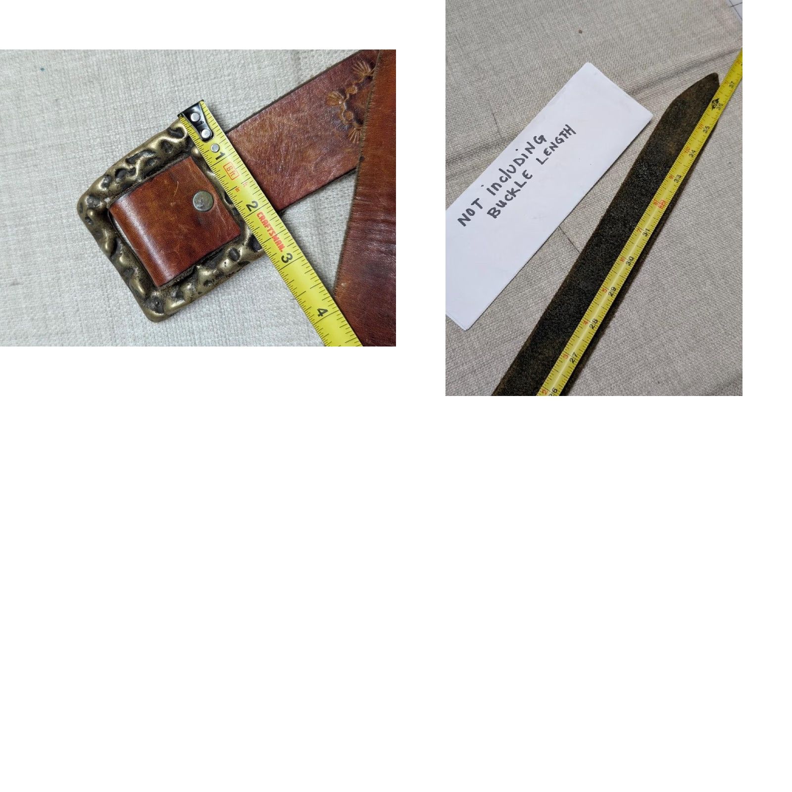 Vintage VINTAGE leather belt Western belt Tooled brown 30 30/32 1-5/8" Buckle snaps Mens 1970s Brutalist Hippie Boho Chenille Size 30 - 10 Thumbnail
