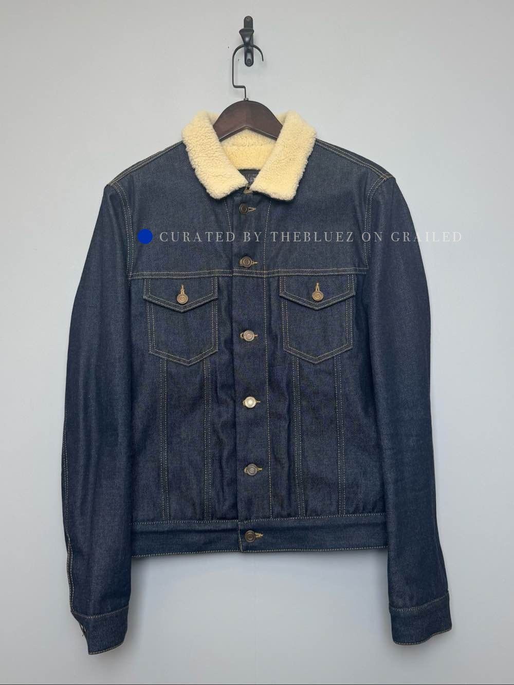 Saint Laurent Paris Blue Shearling Lined Denim Jacket, Size L Size US L / EU 52-54 / 3 - 1 Thumbnail
