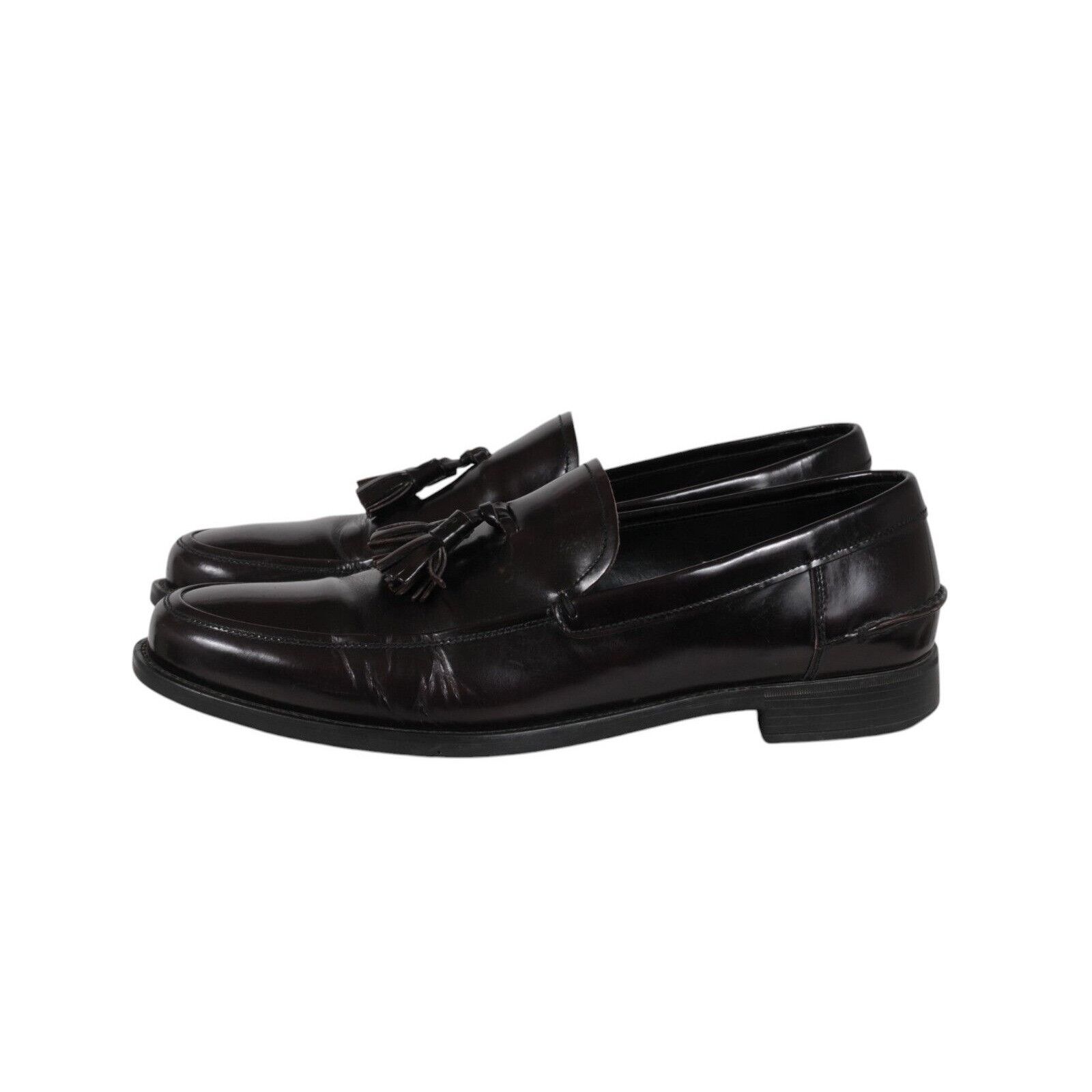 Prada Tassel Loafers Burgundy Red Leather - 02491 Size US 9.5 / EU 42-43 - 4 Thumbnail
