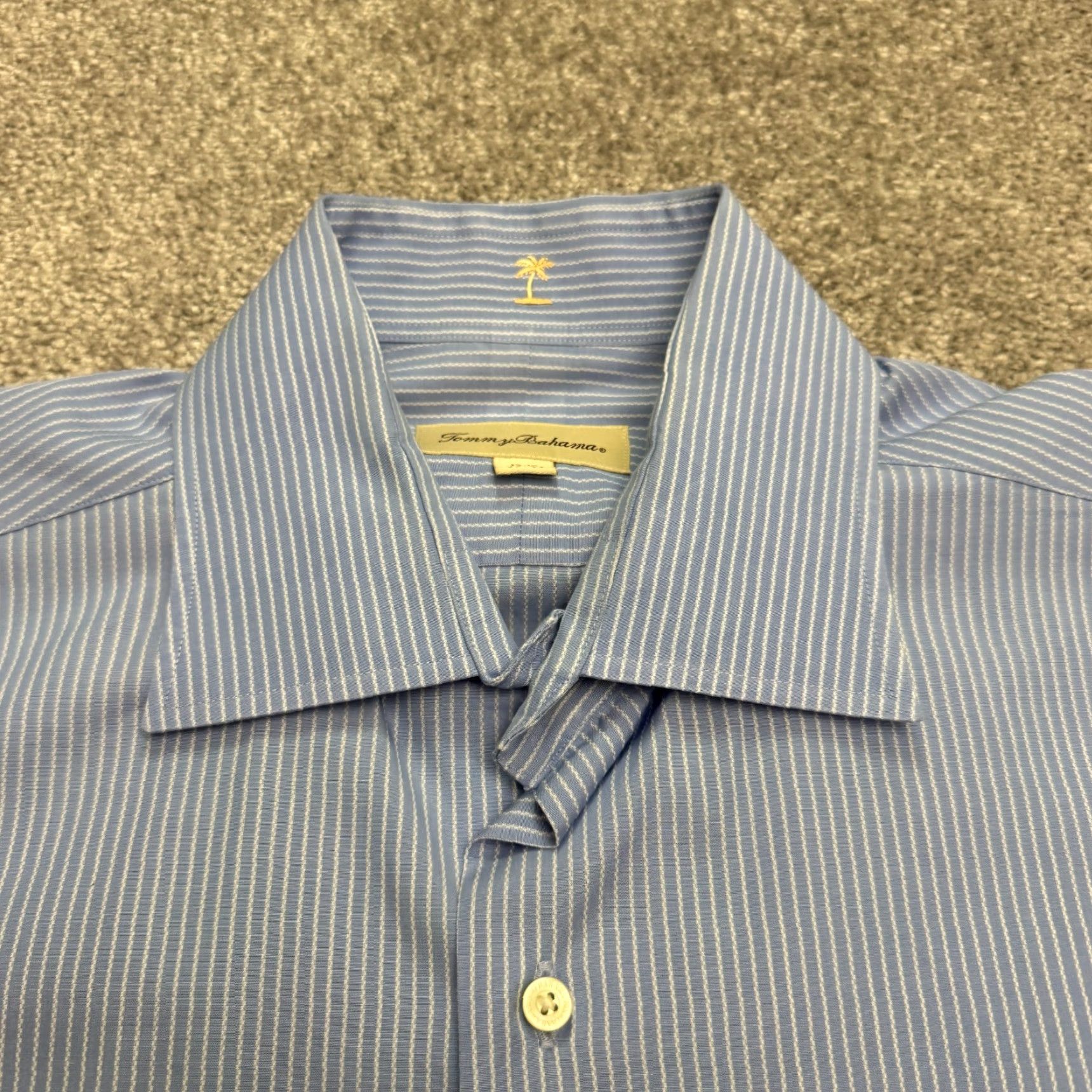 Tommy Bahama Tommy Bahama Dress Shirt Blue Striped Mens 15.5 32-33 Cotton 100% Long Sleeve Regular Classic Workwear Shirt Mens Size 42R - 3 Thumbnail
