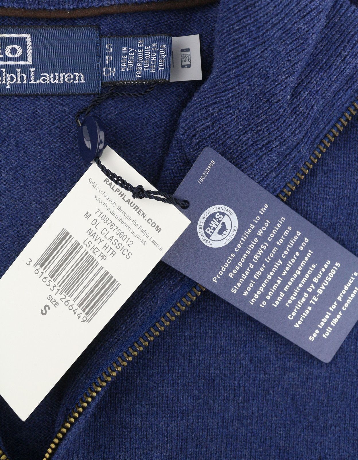 Ralph Lauren NAVY S Wool Tight Knit Half Zip Pullover 86948 Size US S / EU 44-46 / 1 - 7 Thumbnail